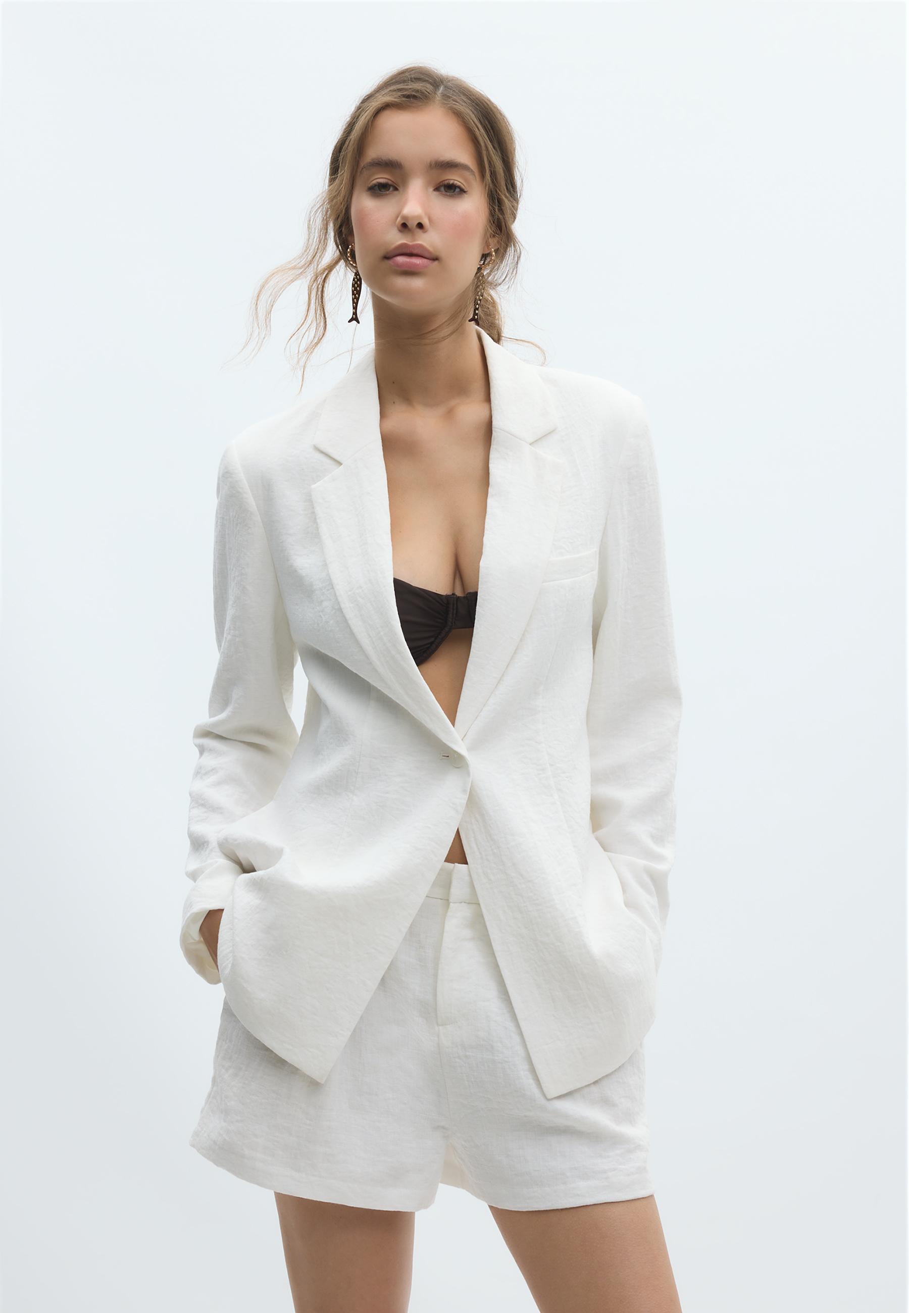Fitted rustic blazer — White