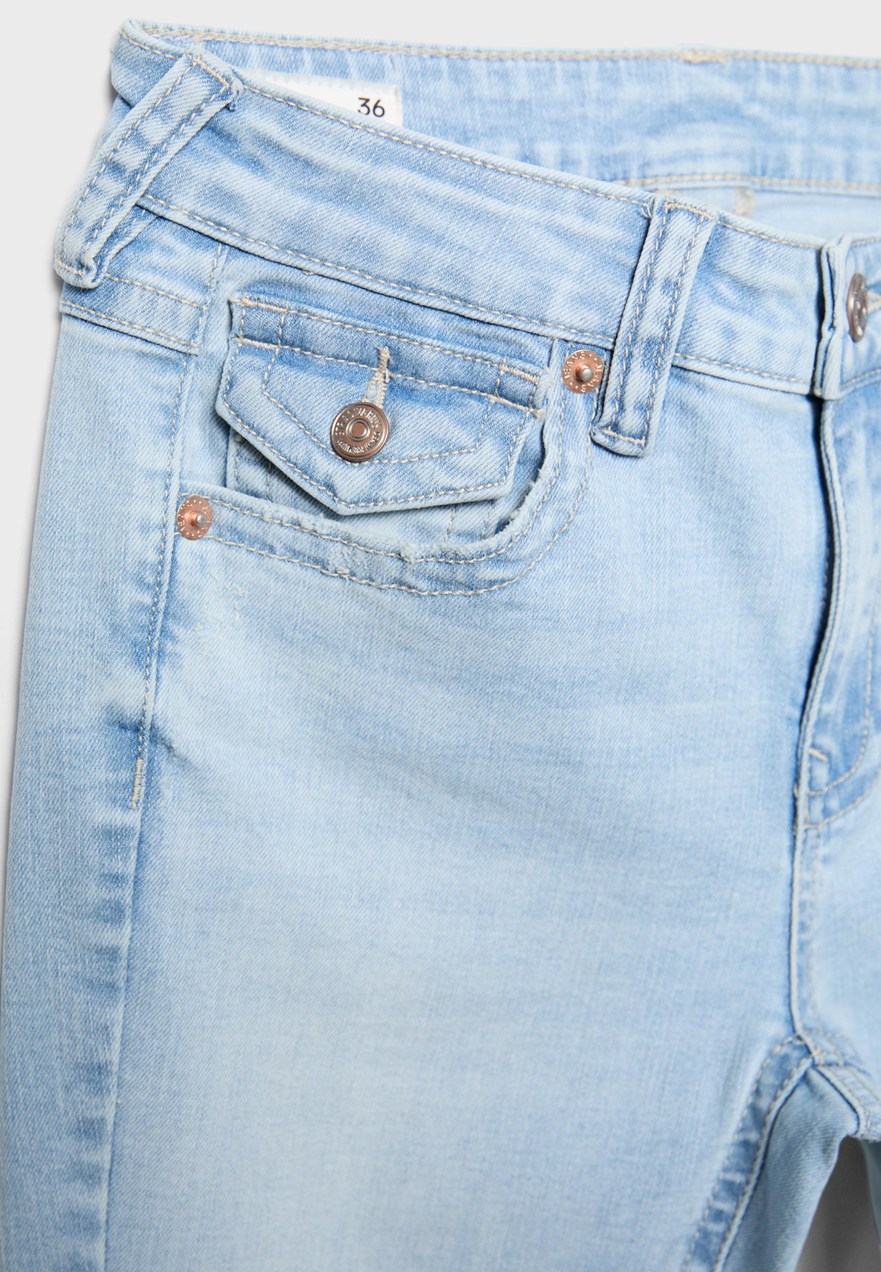 D04 low rise flared jeans — MEDIUM LIGHT BLUE DENIM