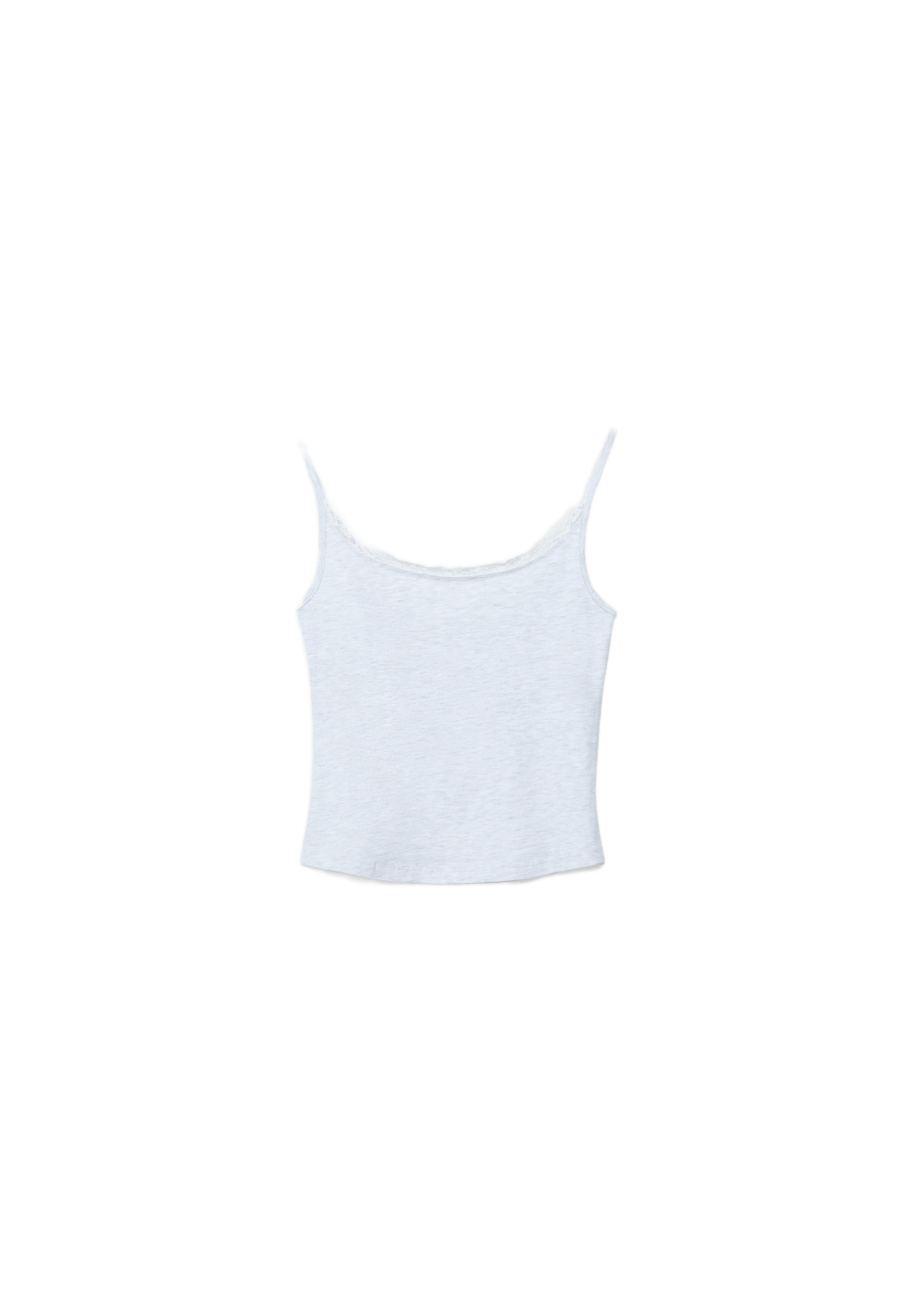 Lace trim strappy top — Grey melange