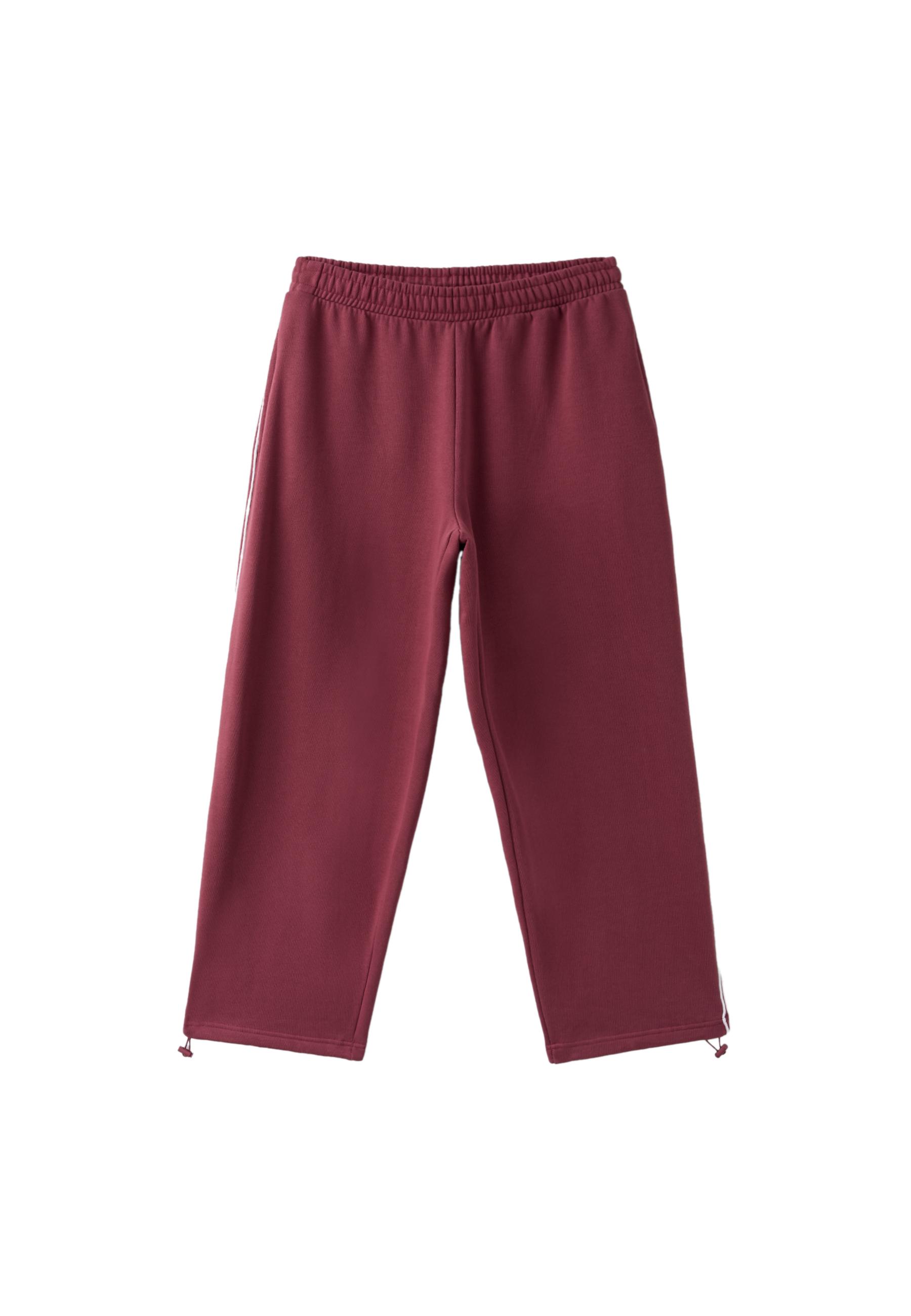 Plush joggers with piping and toggles — Dark red