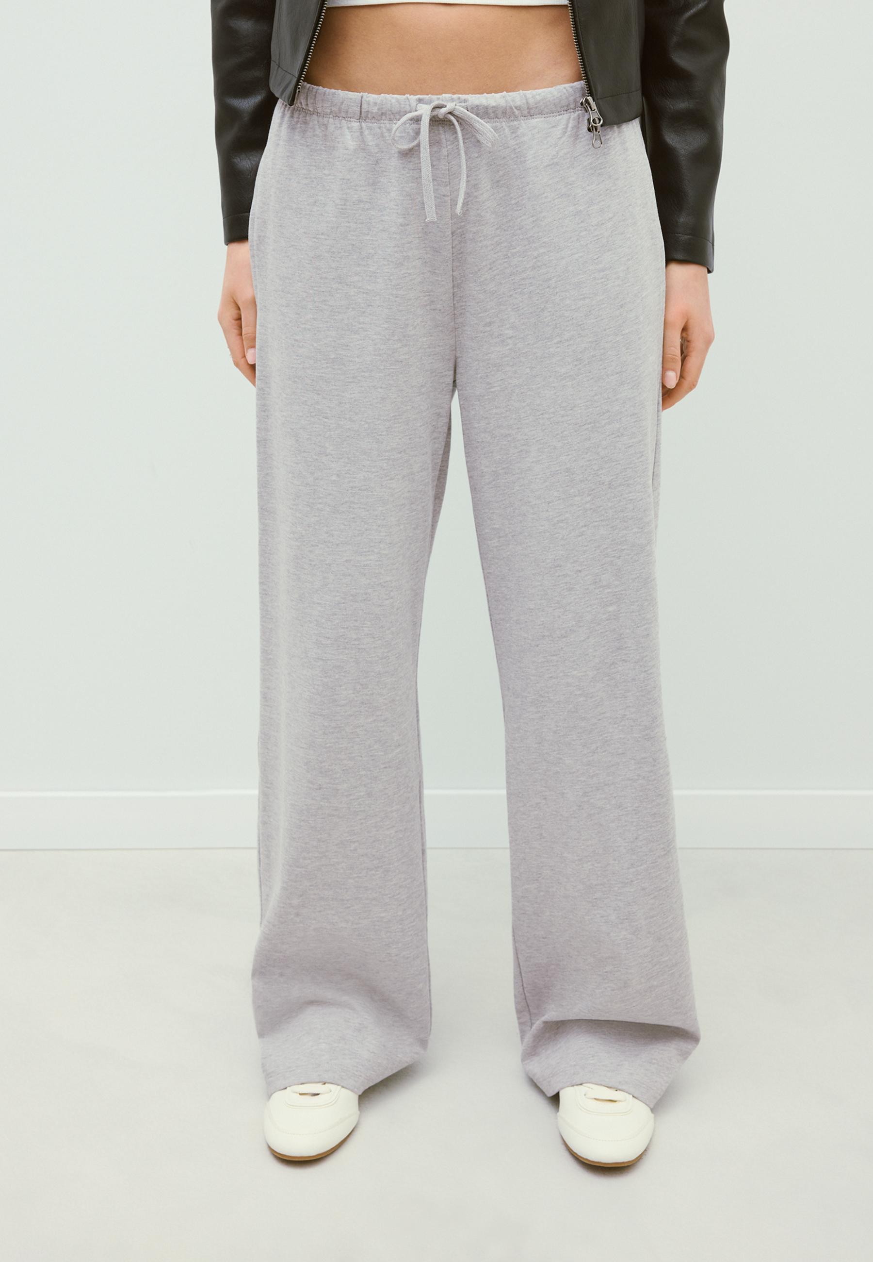 Wide-leg jogger trousers — Grey melange