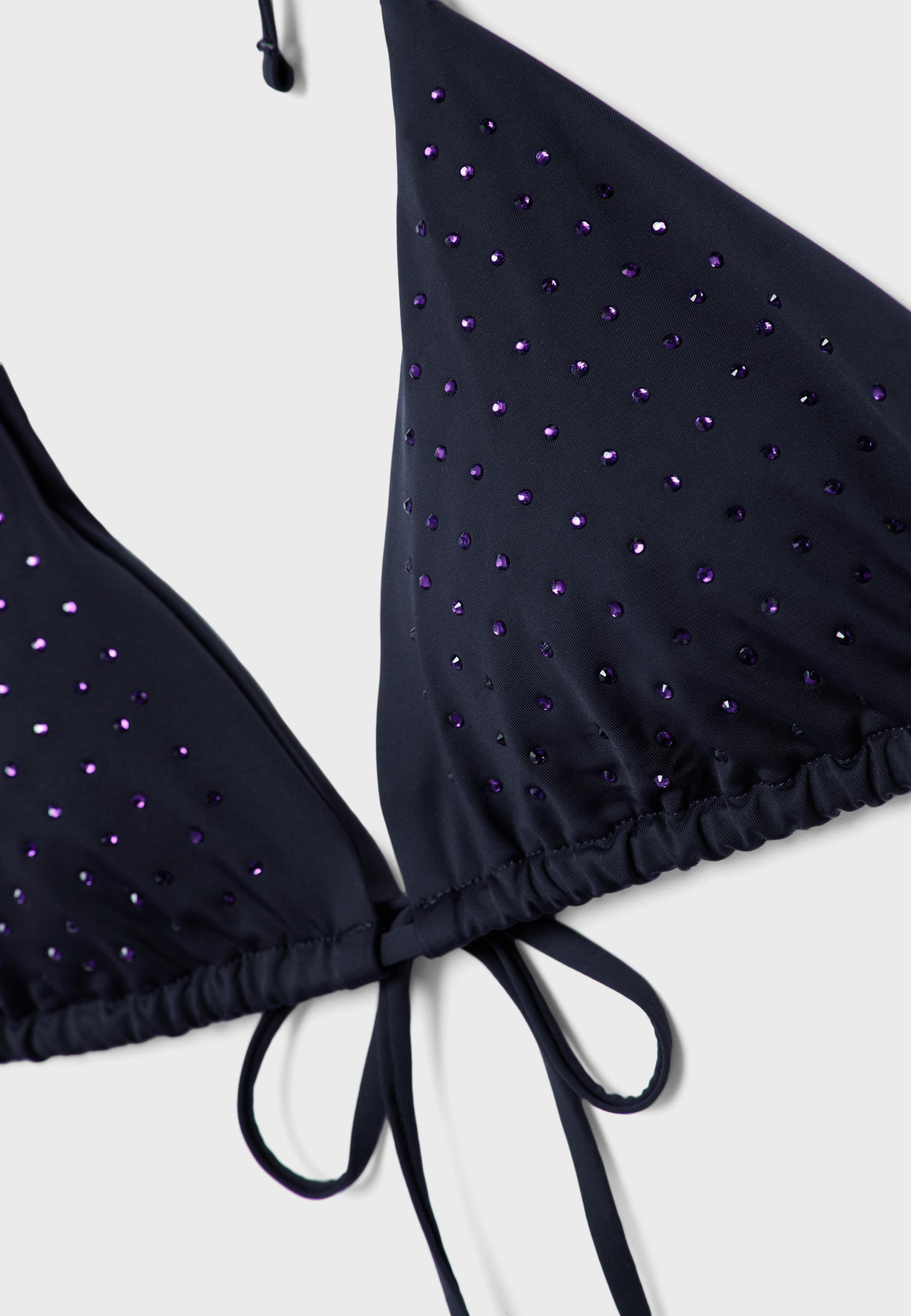 Shimmery triangle bikini top — Dark blue (alternate view)