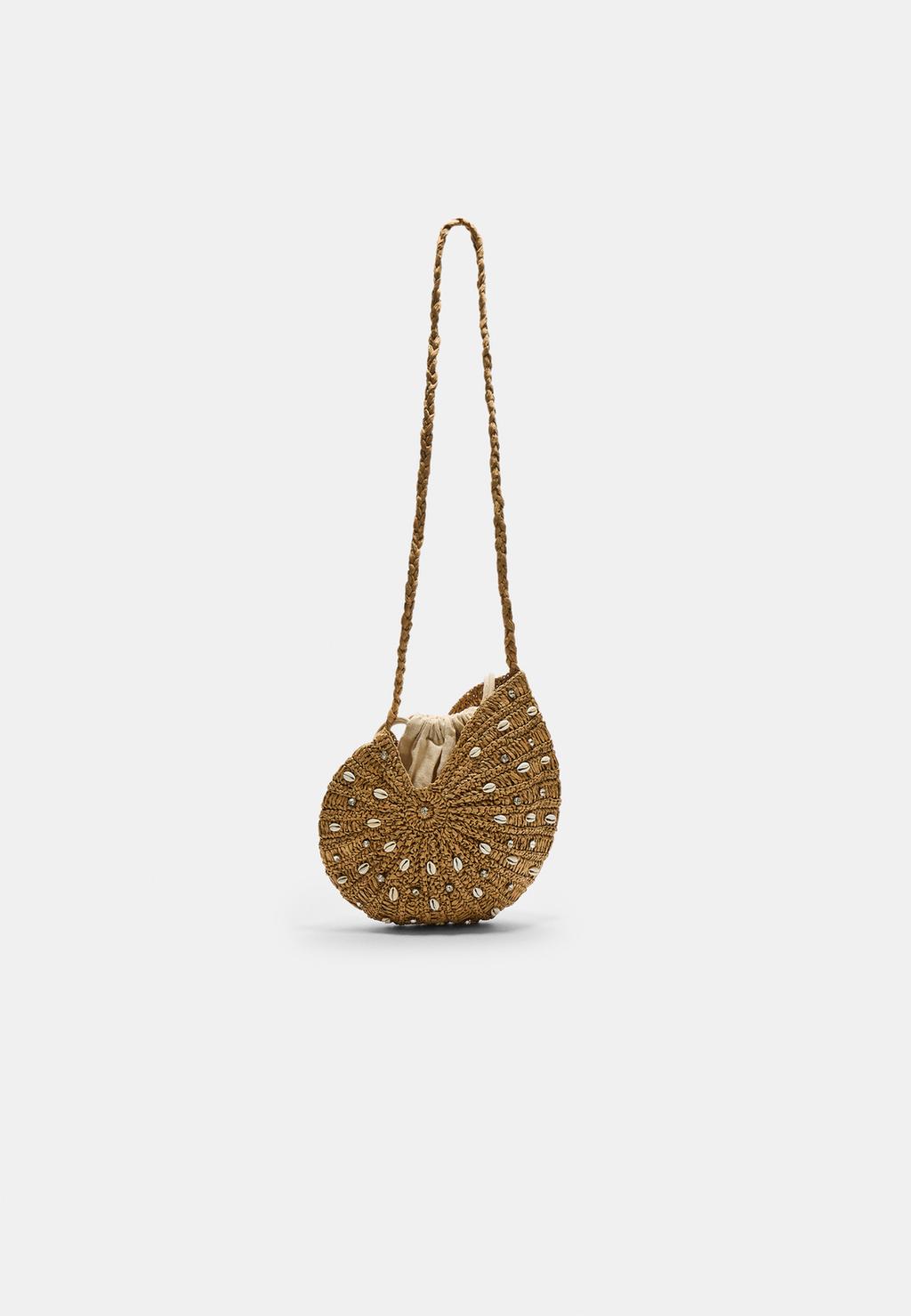 Sac bandoulière coquillage style raphia