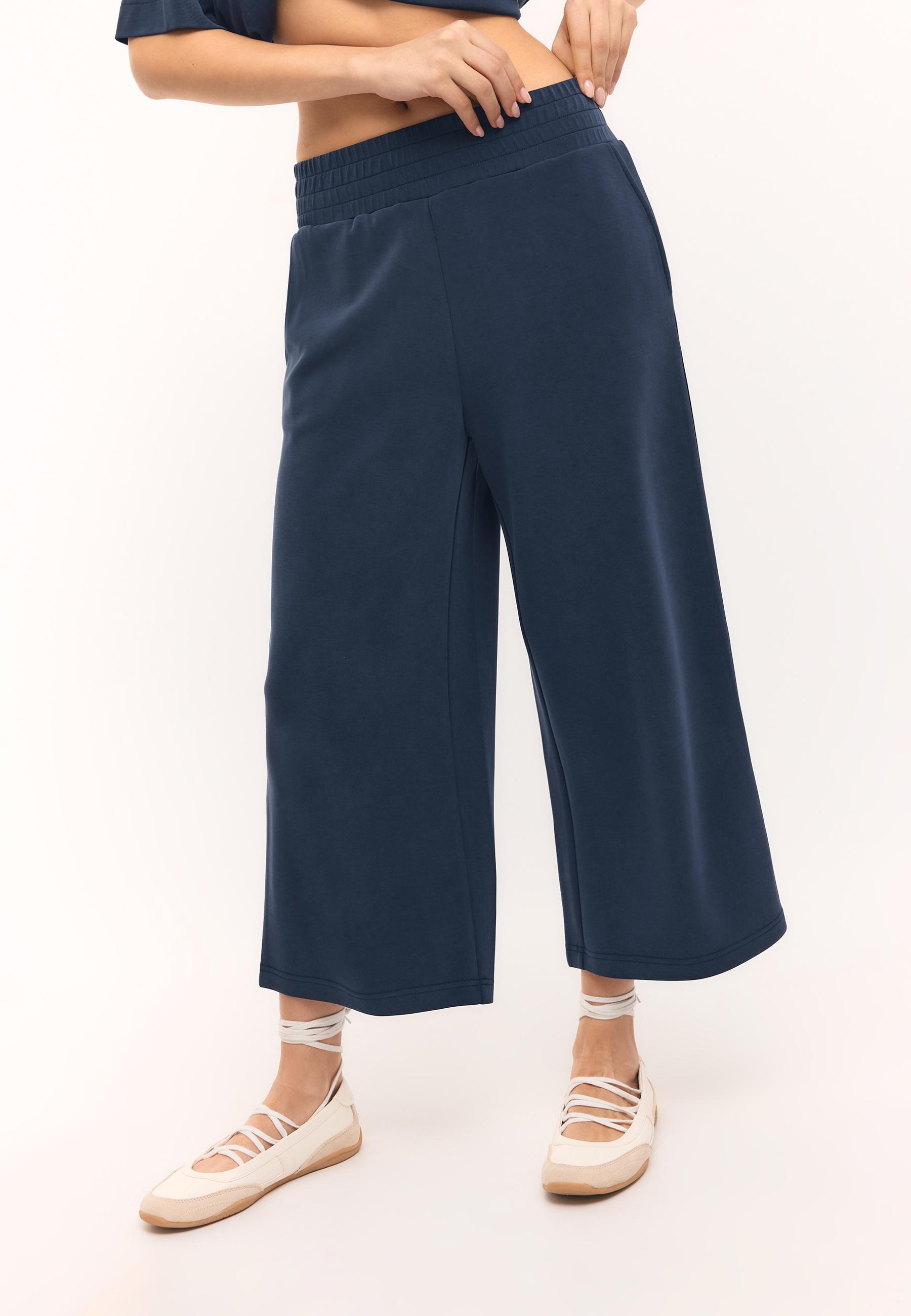 Stradivarius Παντελόνι Culotte Με Απαλή Υφή Σκούρο Μπλε Xl