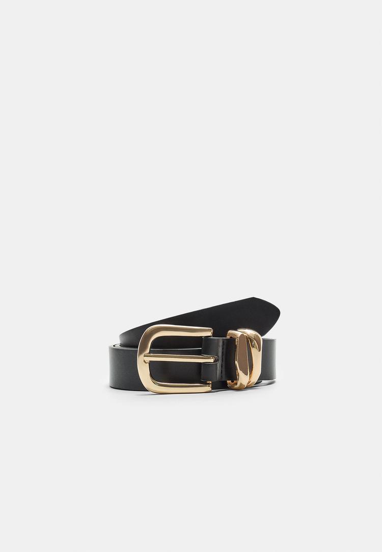 Stradivarius Pásek Basic S Dvojitým Kroužkem Black 80