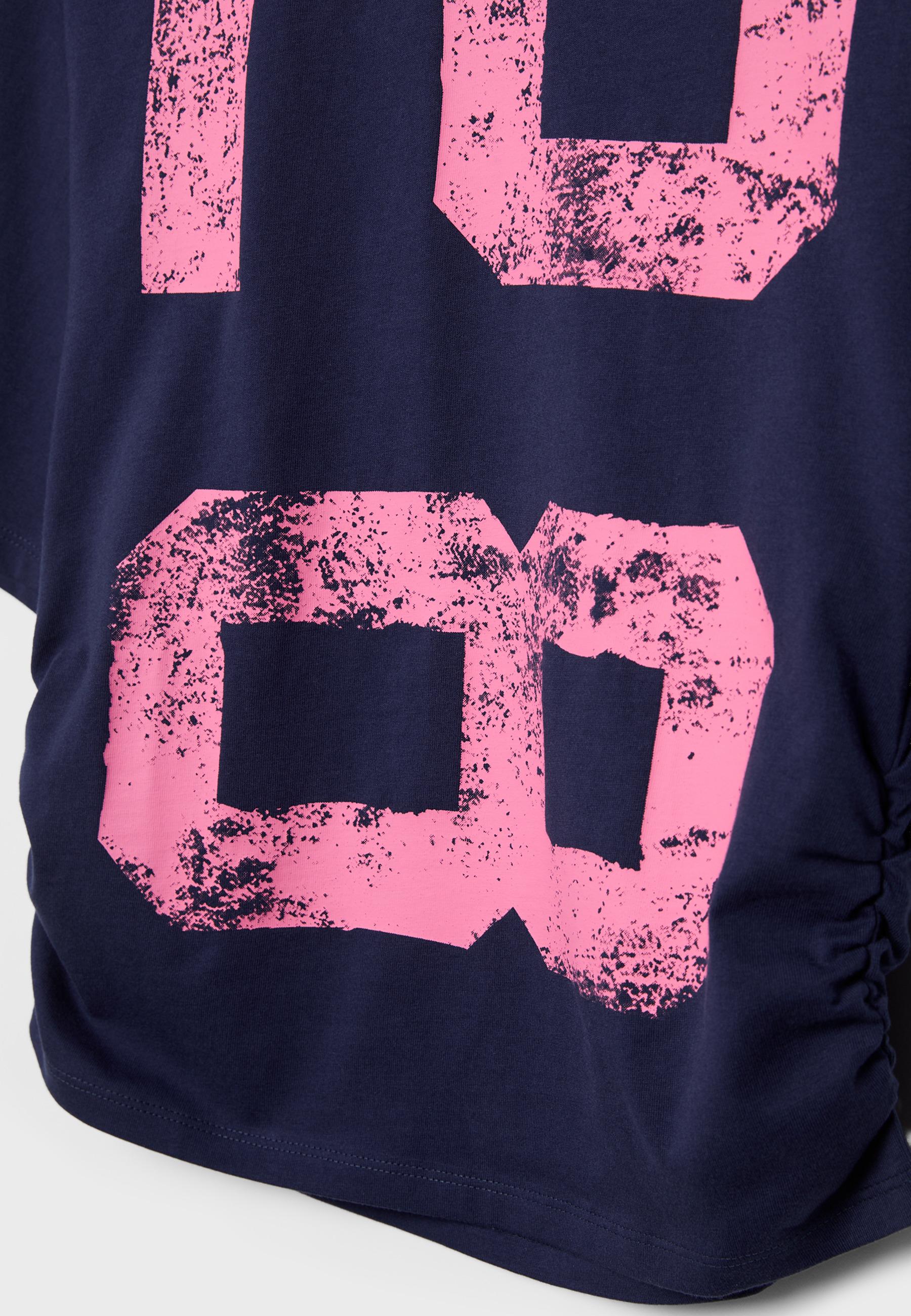 Placement ruched crop T-shirt — Dark blue