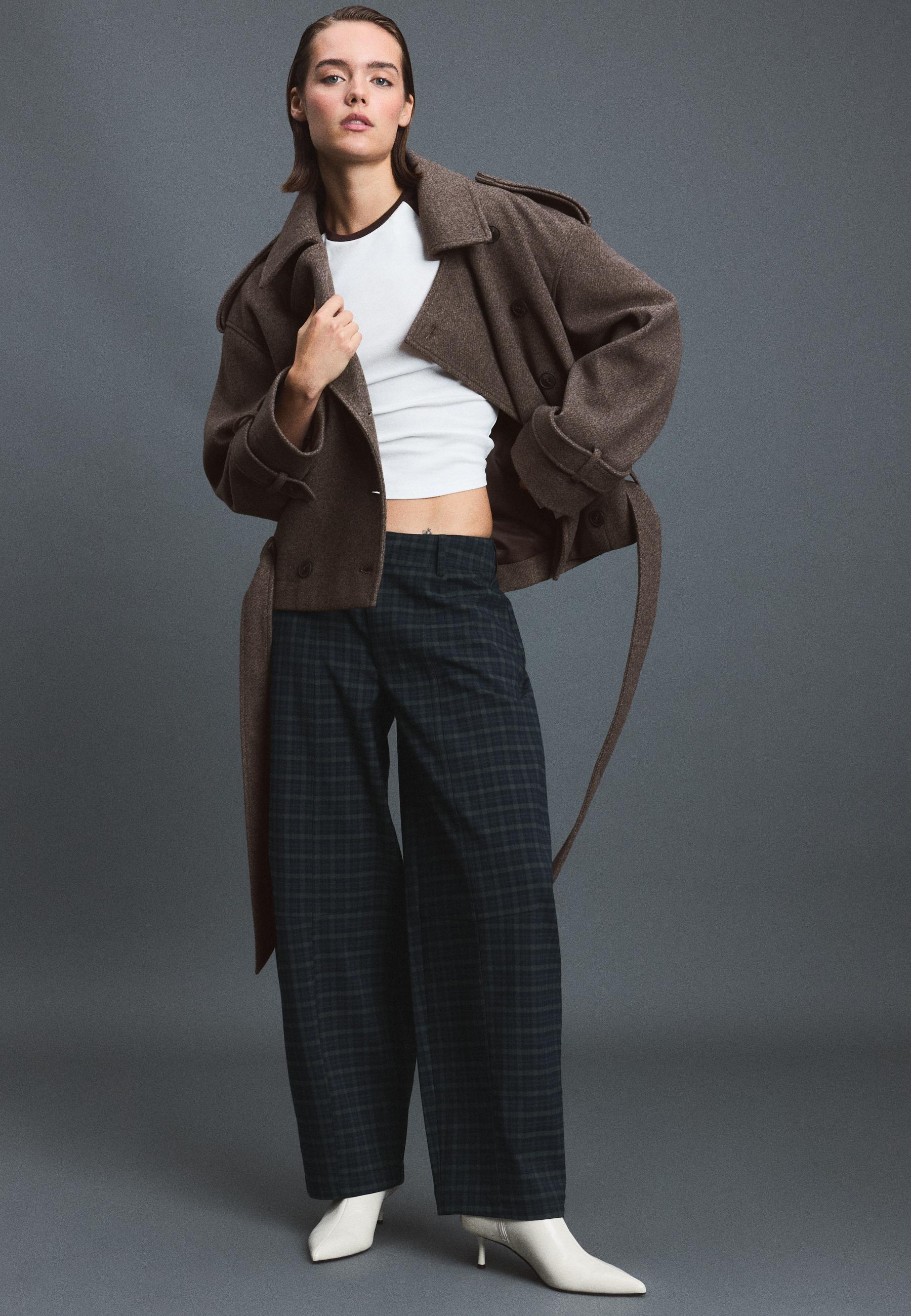 Stradivarius Oversized Trench Με Απαλή Υφή Καφέ Xs