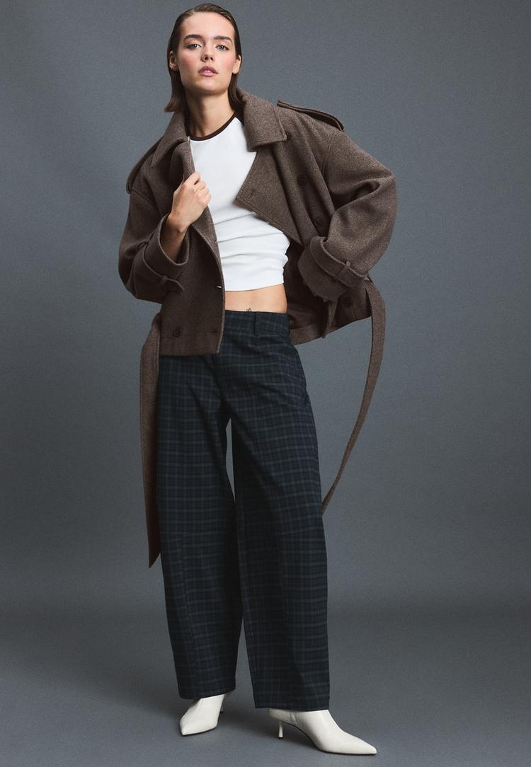 yumusak dokulu oversize trenckot