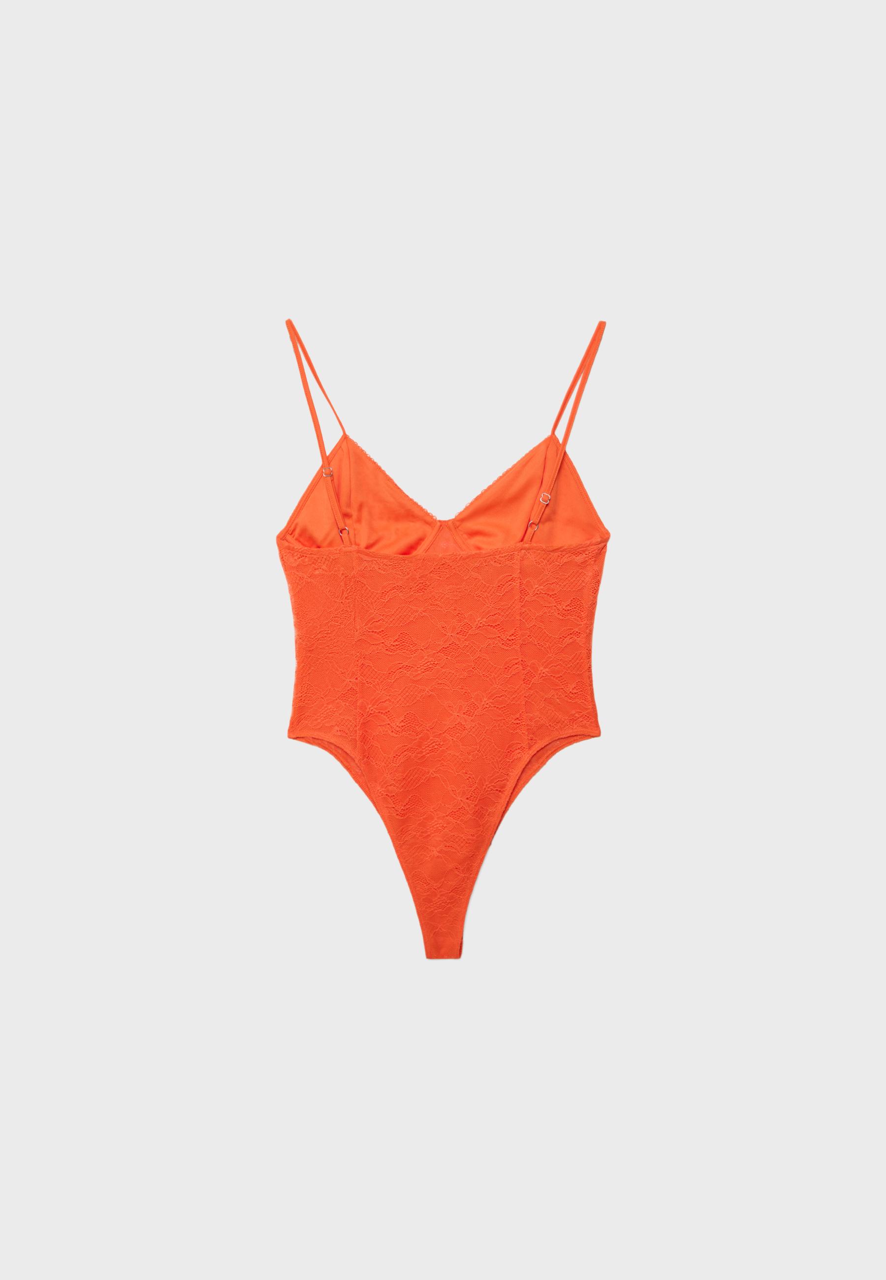Lace strap bodysuit — Orange