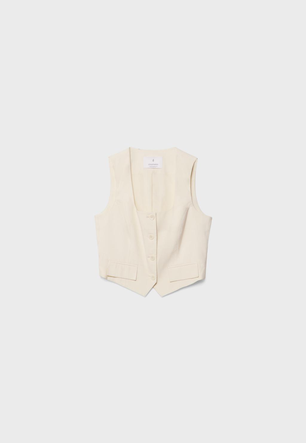 Gilet court col carré
