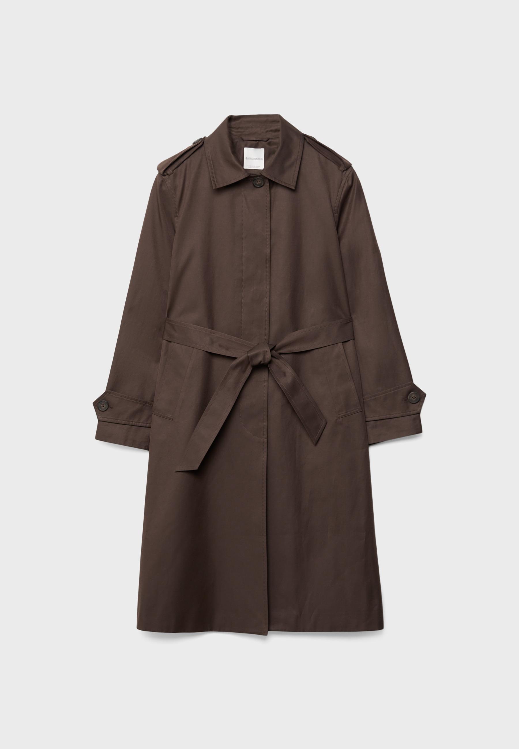 Long single-breasted trench coat — Brown