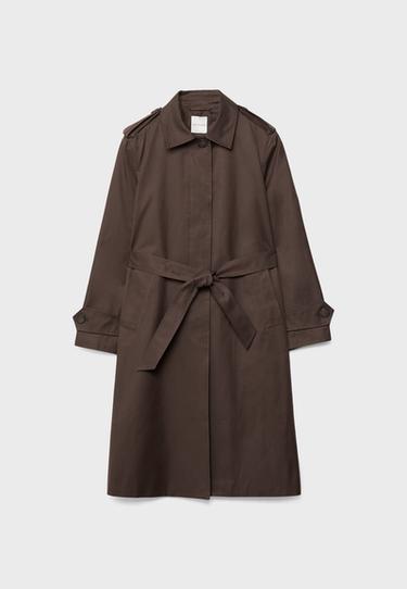 Long single-breasted trench coat — Brown 7