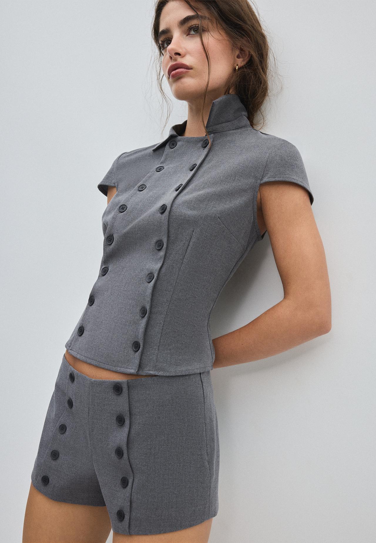 Micro tailored button shorts — Dark grey