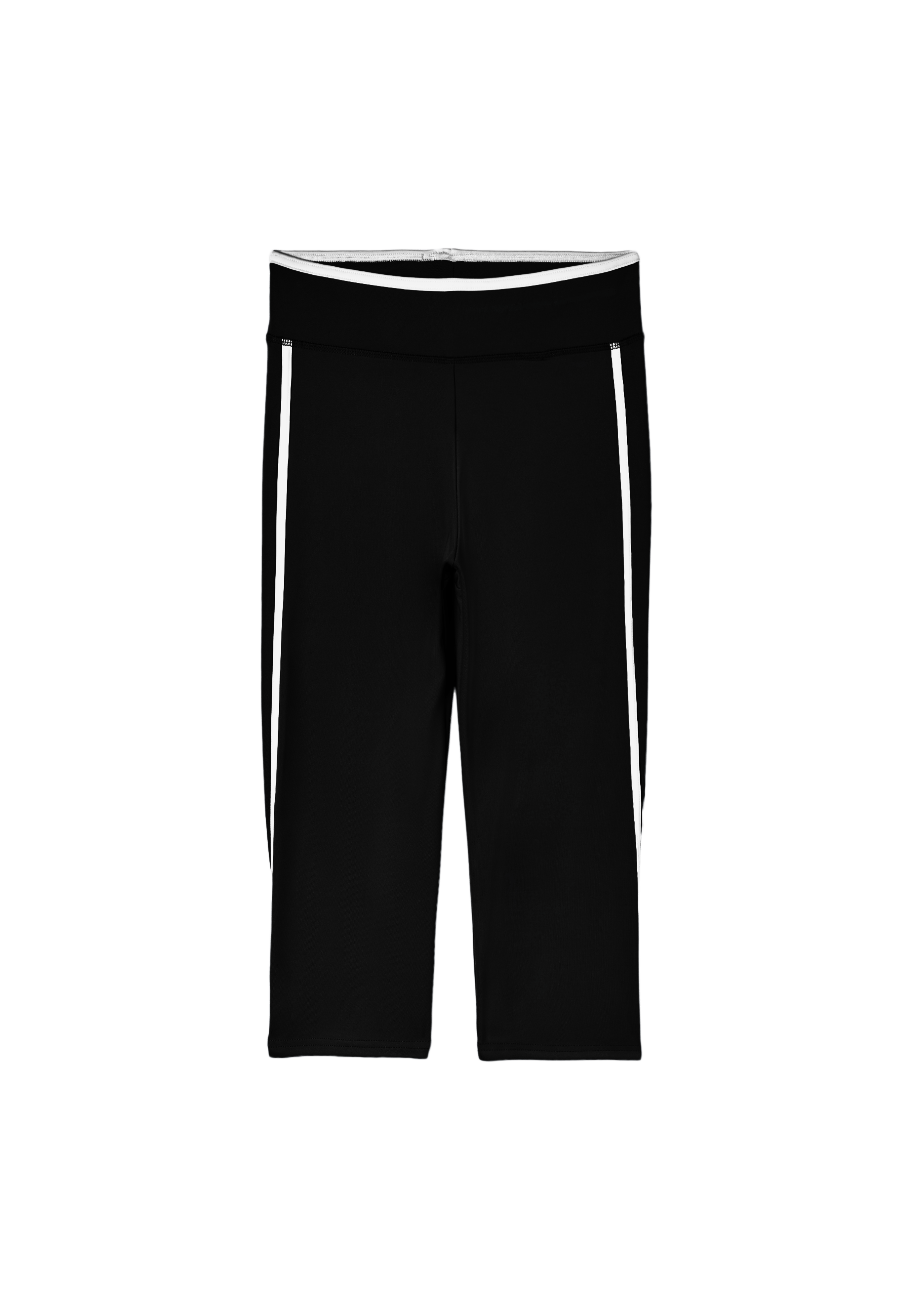 Side-stripe capri leggings — Black