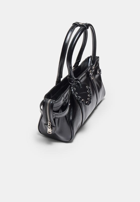 Stradivarius Geantă De Umăr Cu Detaliu Inimă Negru Os