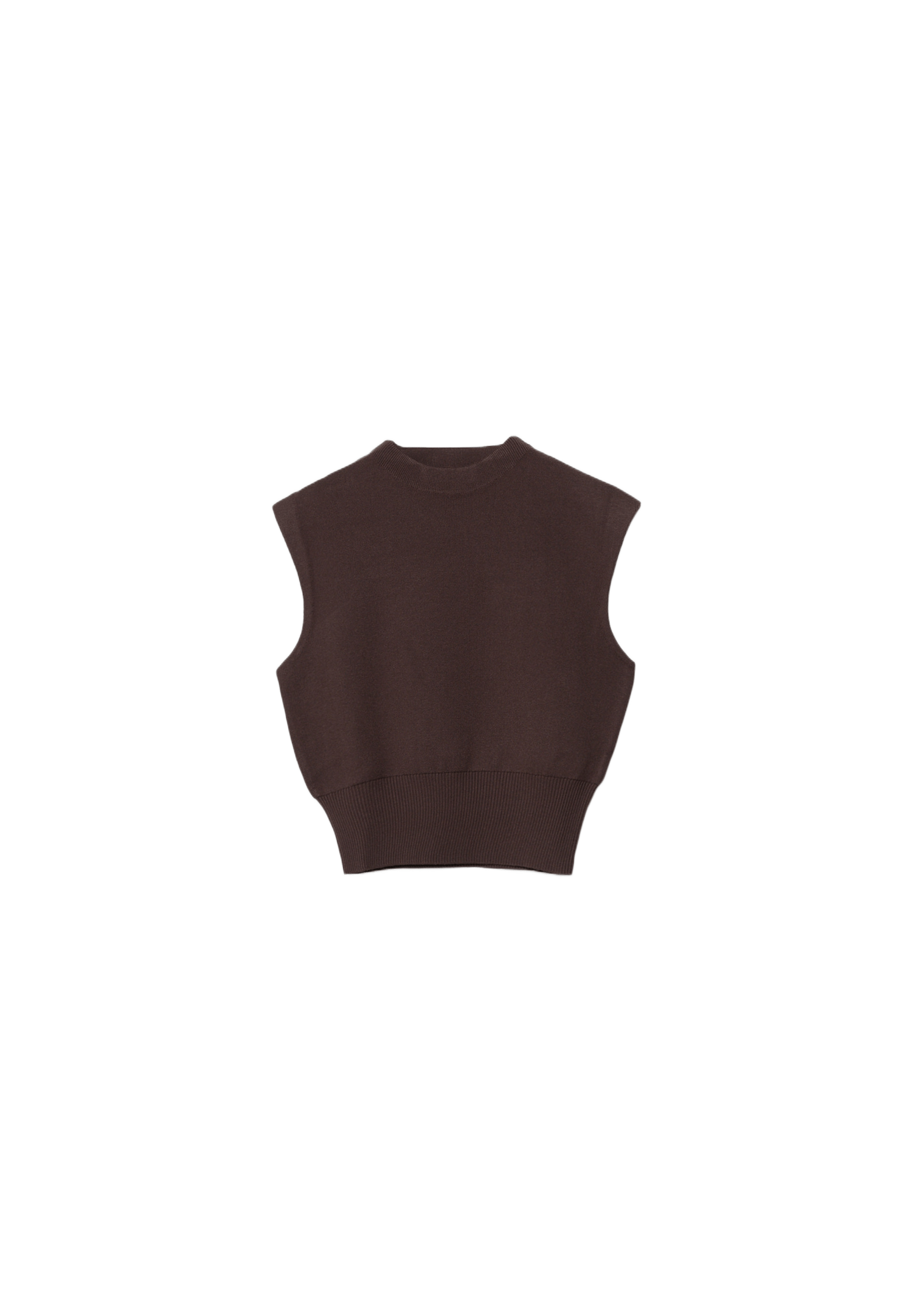 Knit round neck top — Brown