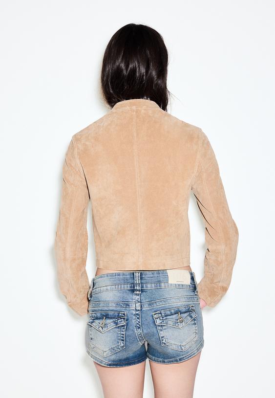 Stradivarius D76 Denim Micro Shorts Overdyed Blue Denim 4