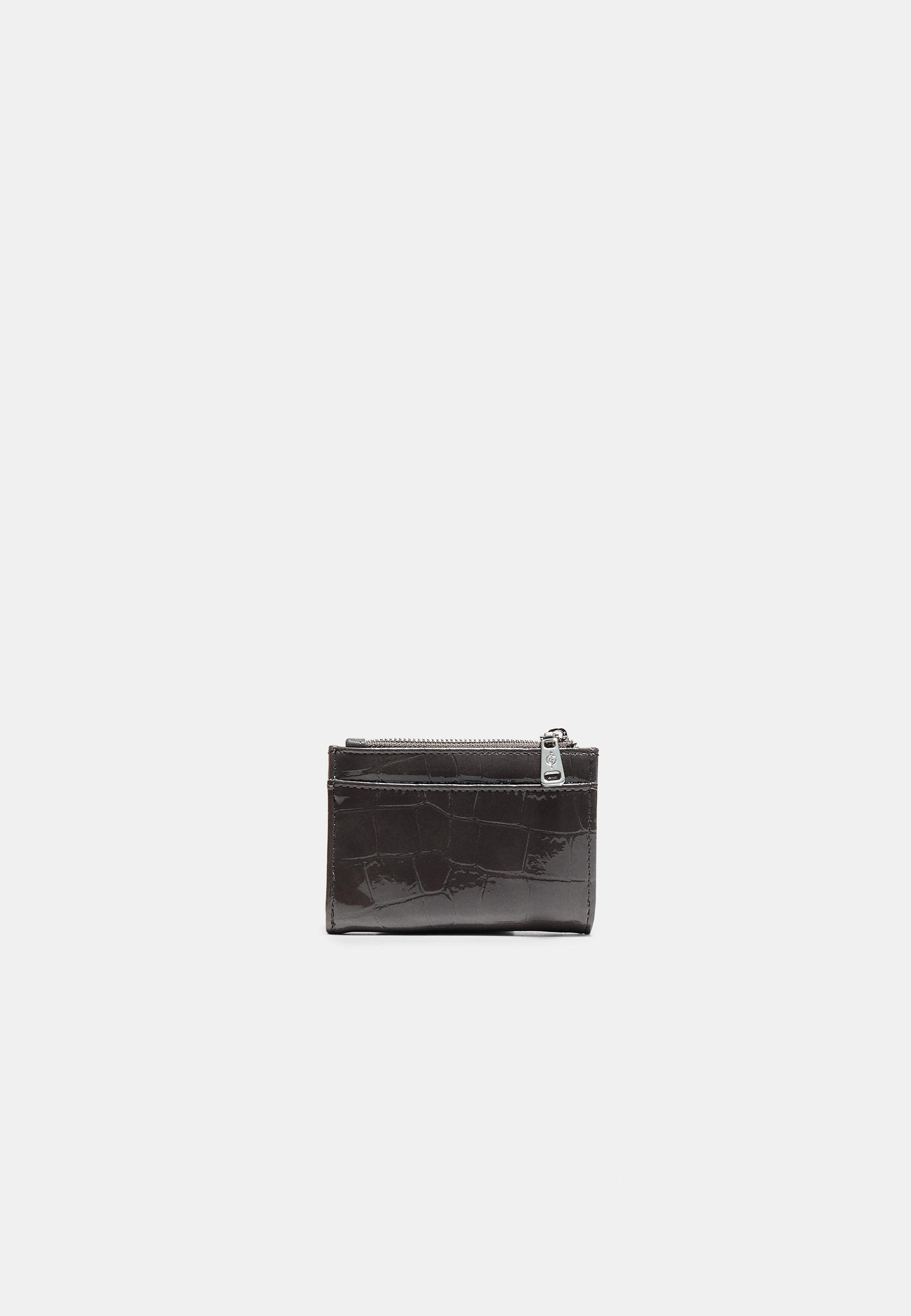 Mock croc card holder purse — Dark grey