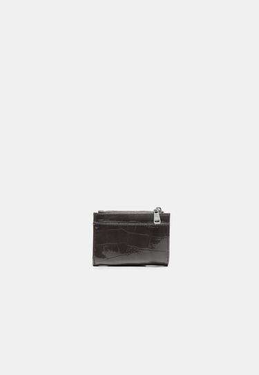 Mock croc card holder purse — Dark grey 4