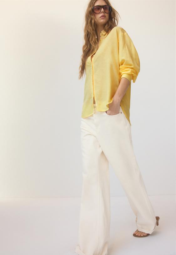 camisa fluida efecto lino