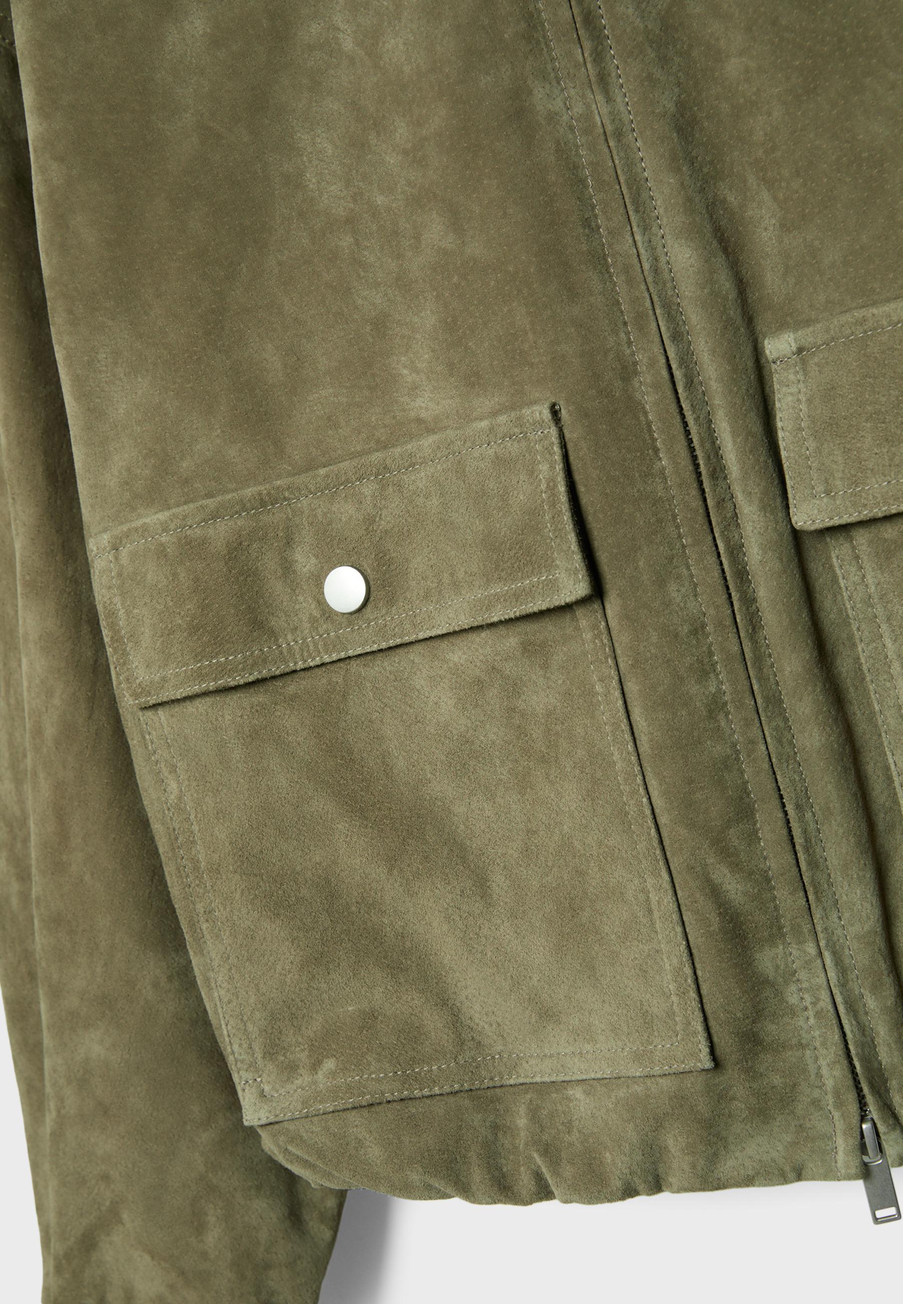 Leather jacket with pockets — Khaki