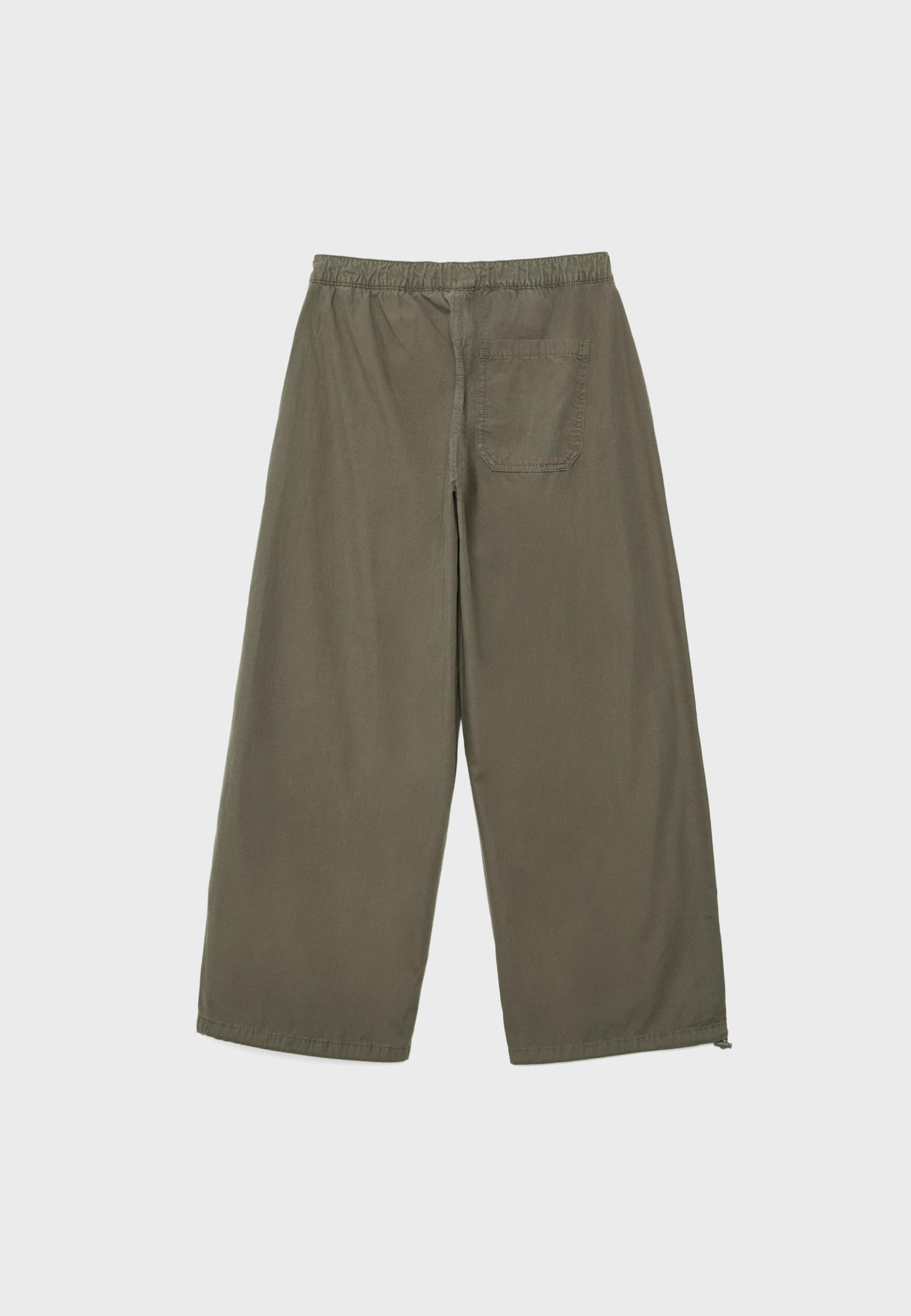 Barrel poplin trousers with stoppers — Khaki