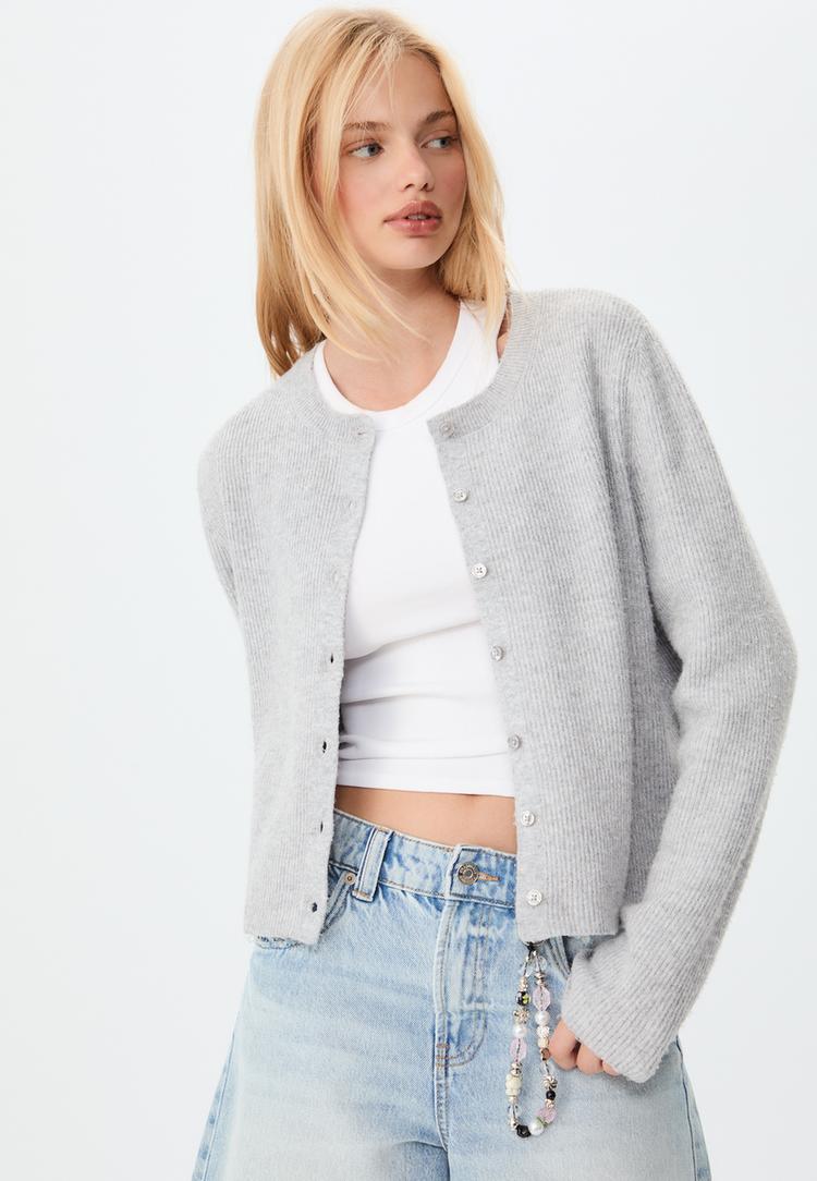 chaqueta punto rib botones