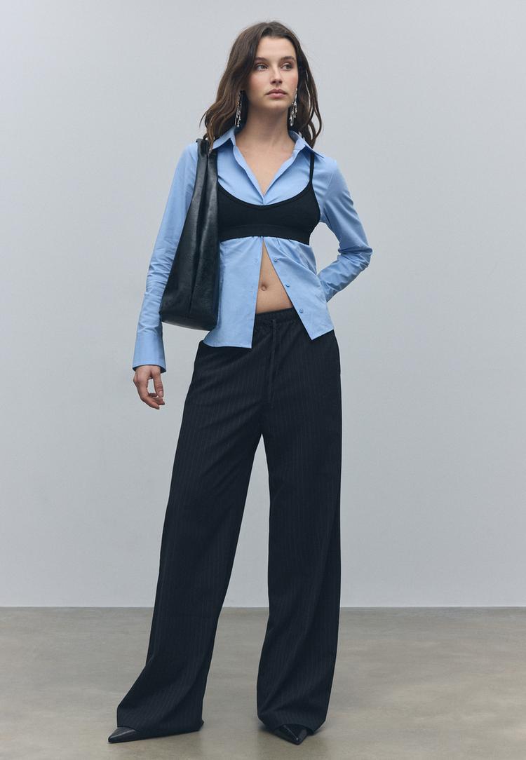 pantalon long fluide rayures