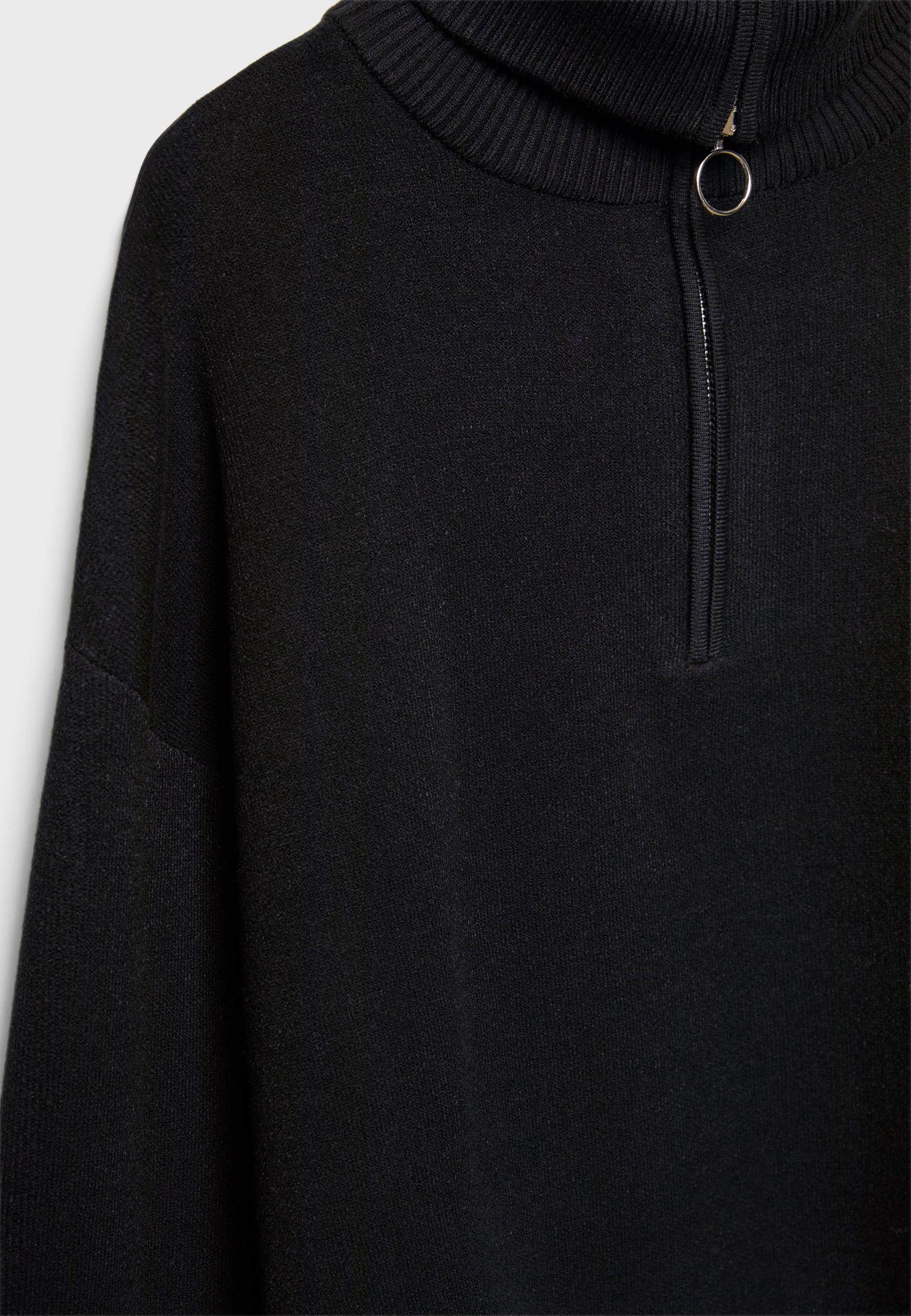 Knit jumper with zip — Black