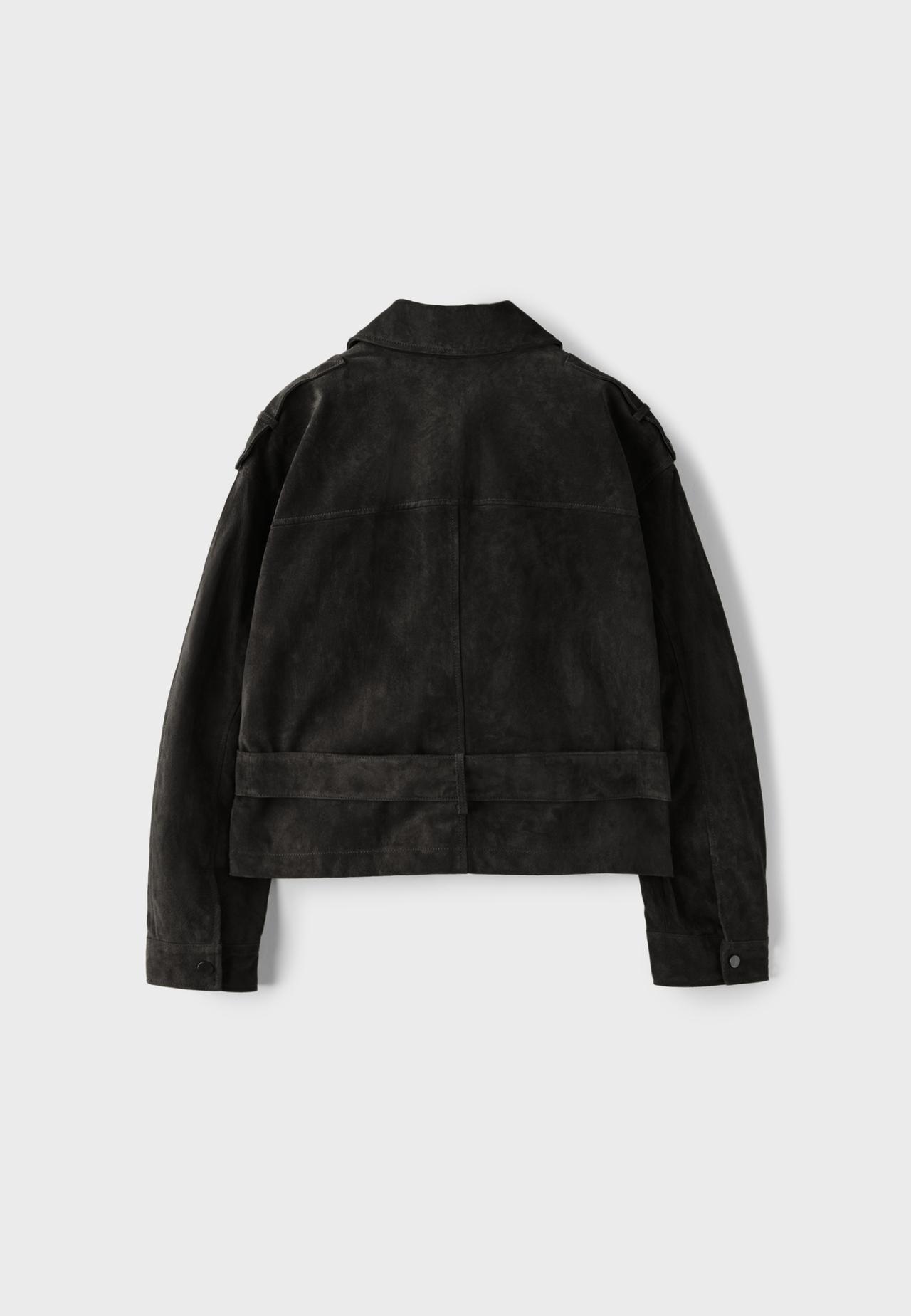 100% leather biker jacket — Dark grey