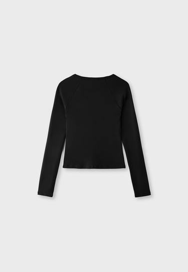 Long sleeve henley top — Black 8