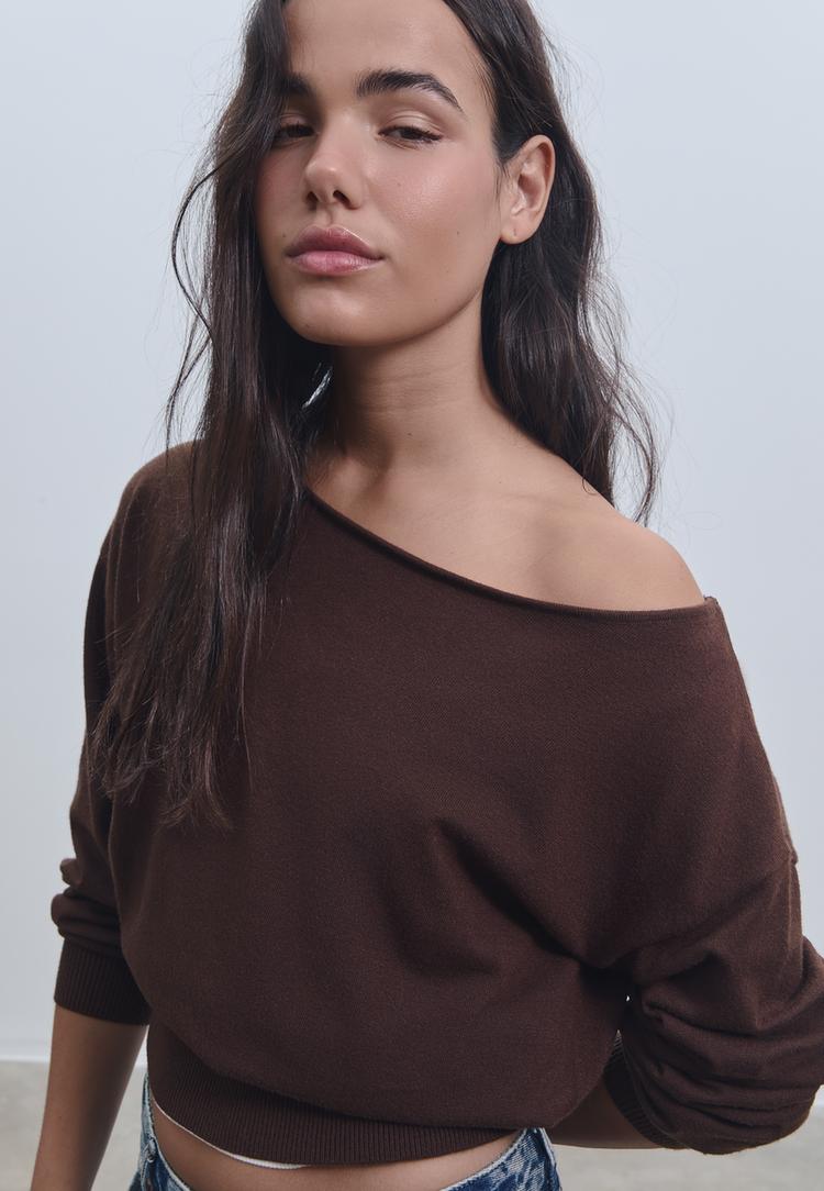 tricot trui met boothals