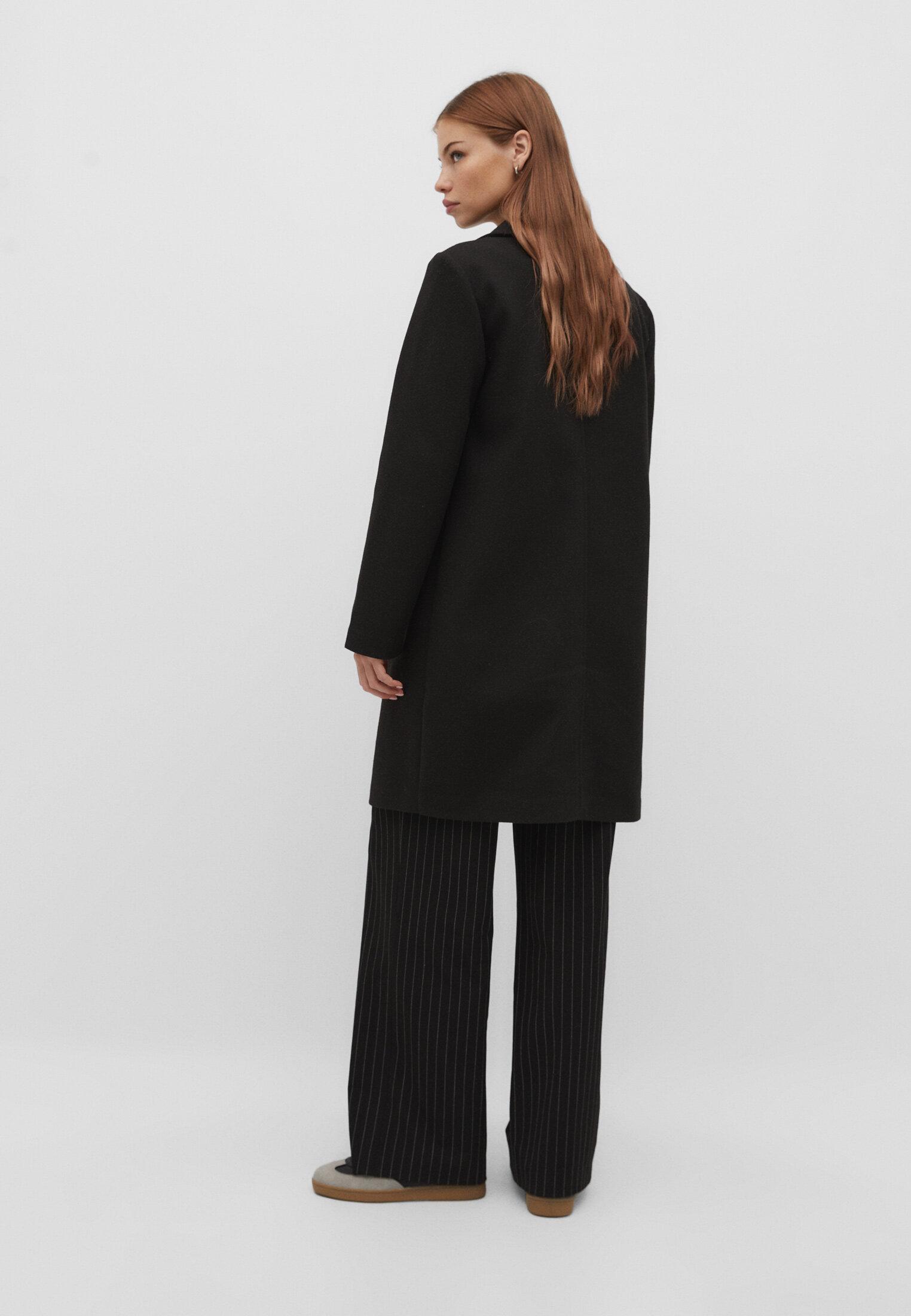 Single-button midi coat — Black
