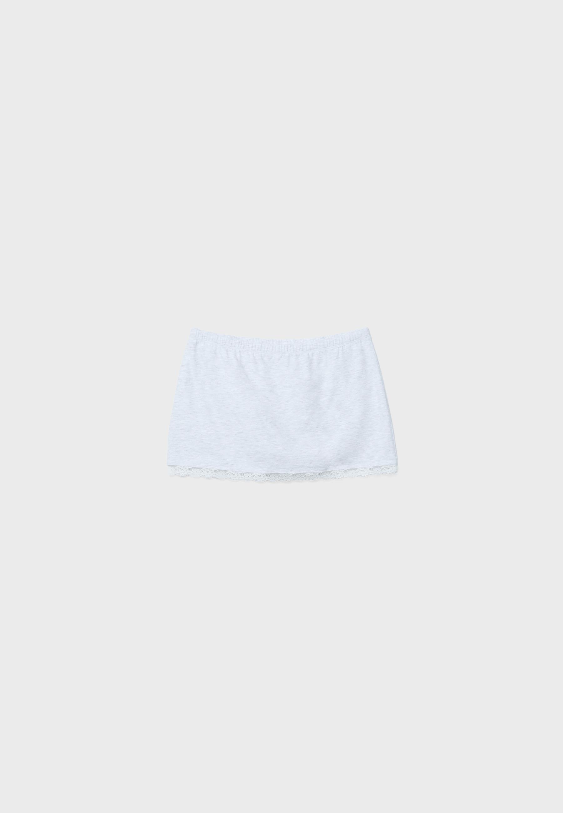 Lace trim mini skort — Grey melange