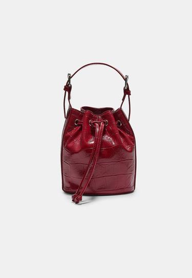 Mock croc bucket bag — Red 1