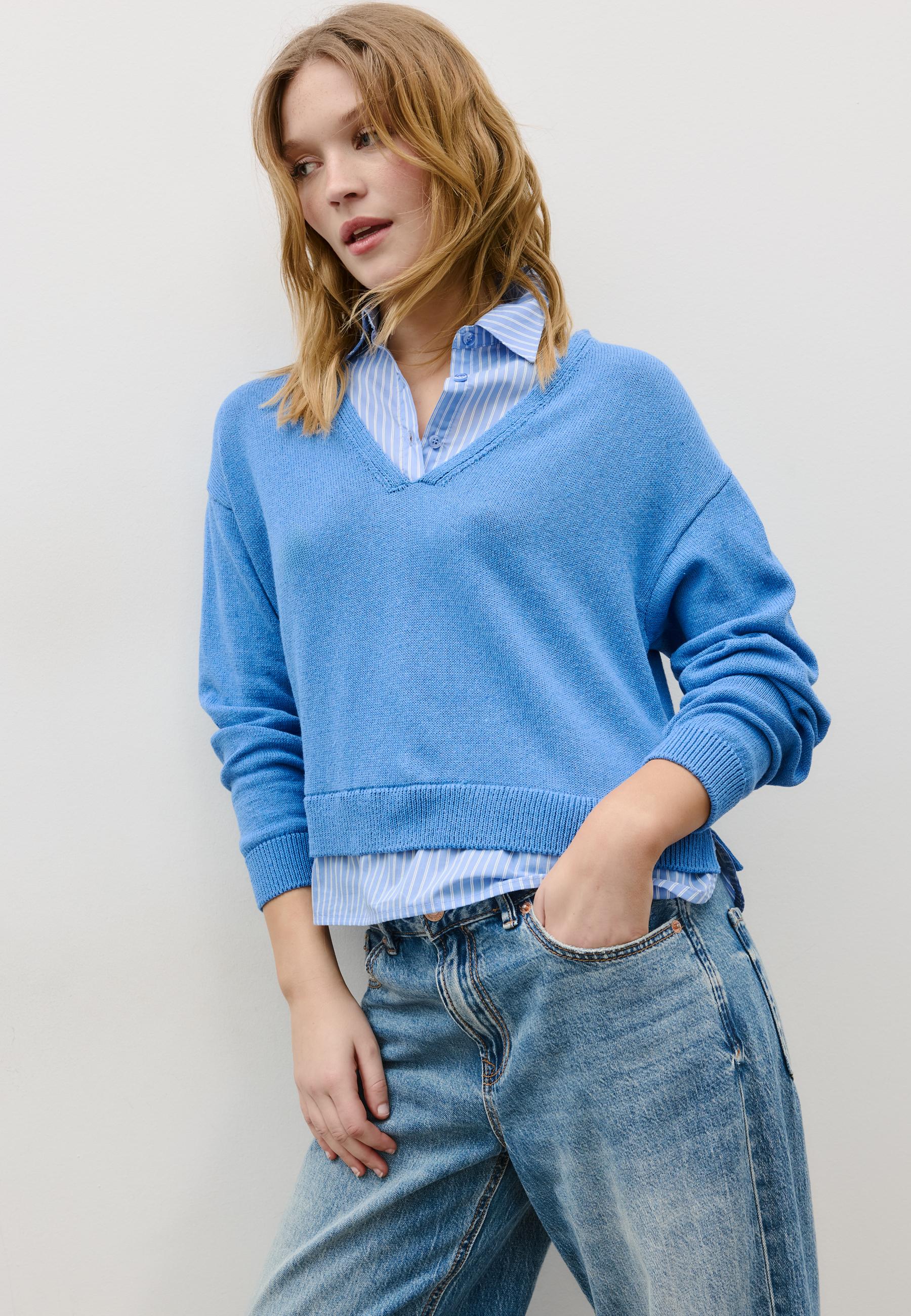 Two-fabric knit jumper — Royal blue