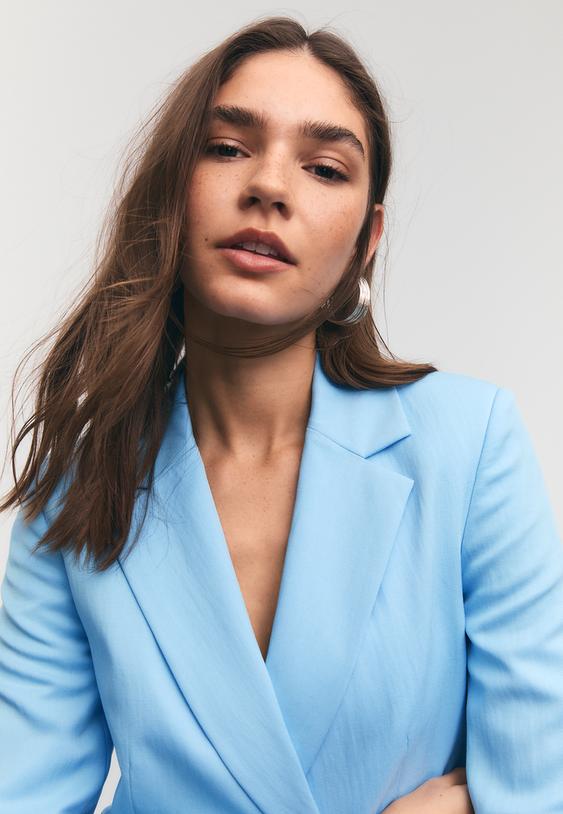 Stradivarius Asymmetric Blazer Royal Blue S