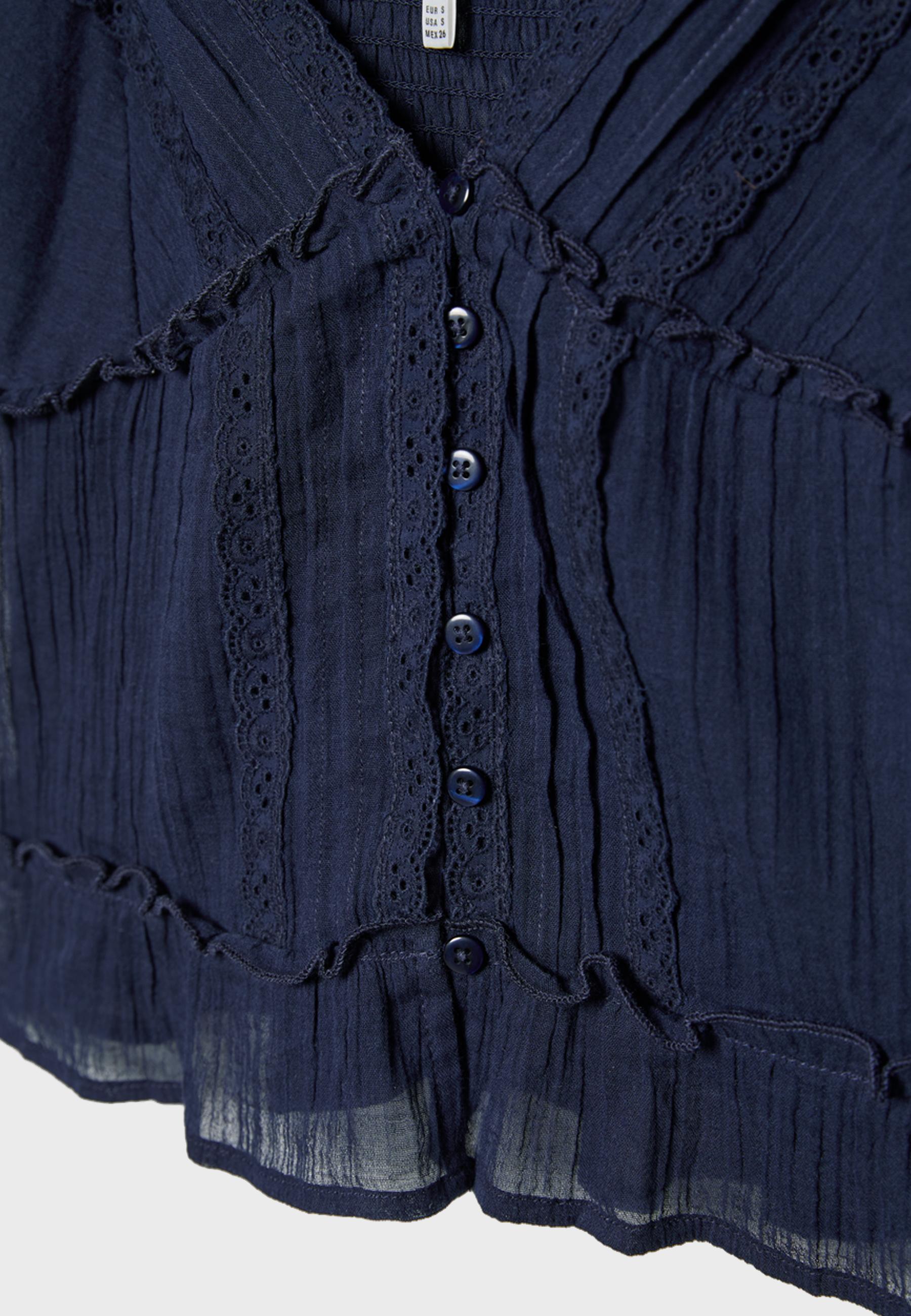 Fluid top with buttons — Navy blue