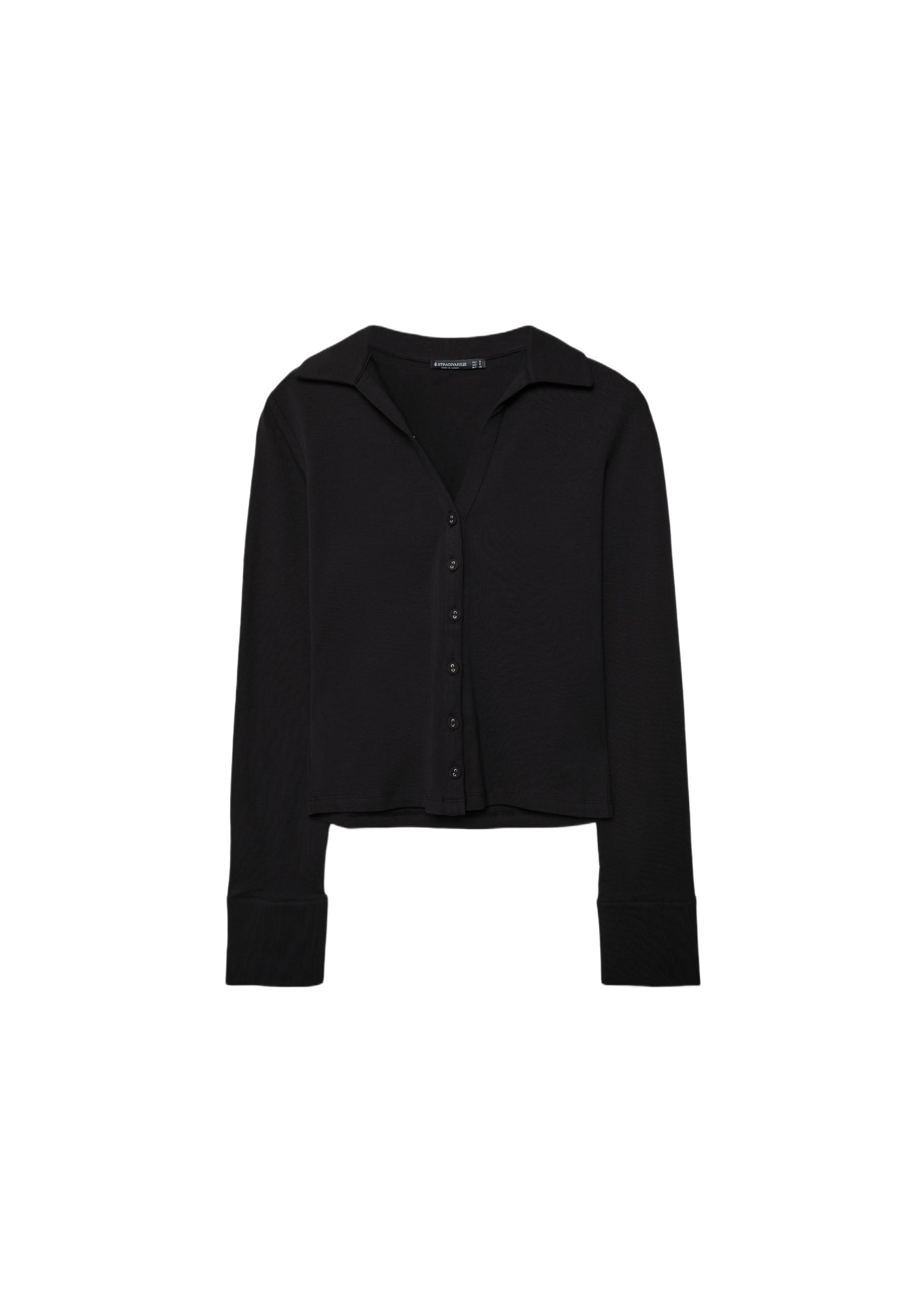 Knit shirt with buttons — Black