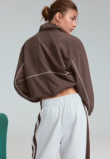 Technical windbreaker with fleece lining — Brown 4