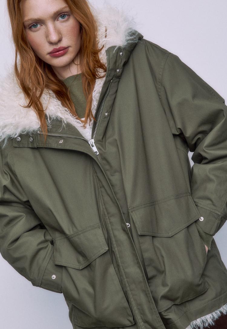 parka rembourree a fausse fourrure longue interieure