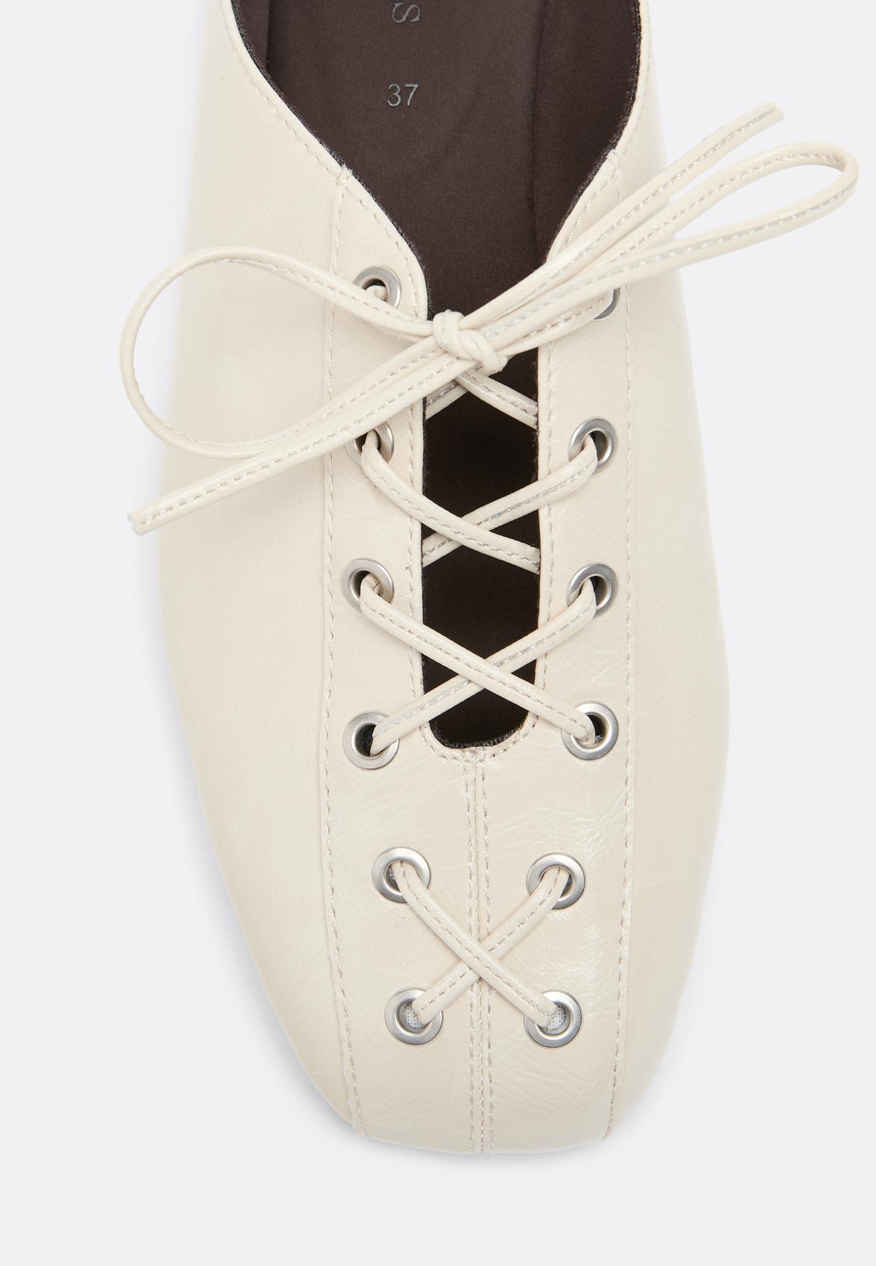 Lace-up flat mule shoes — ECRU