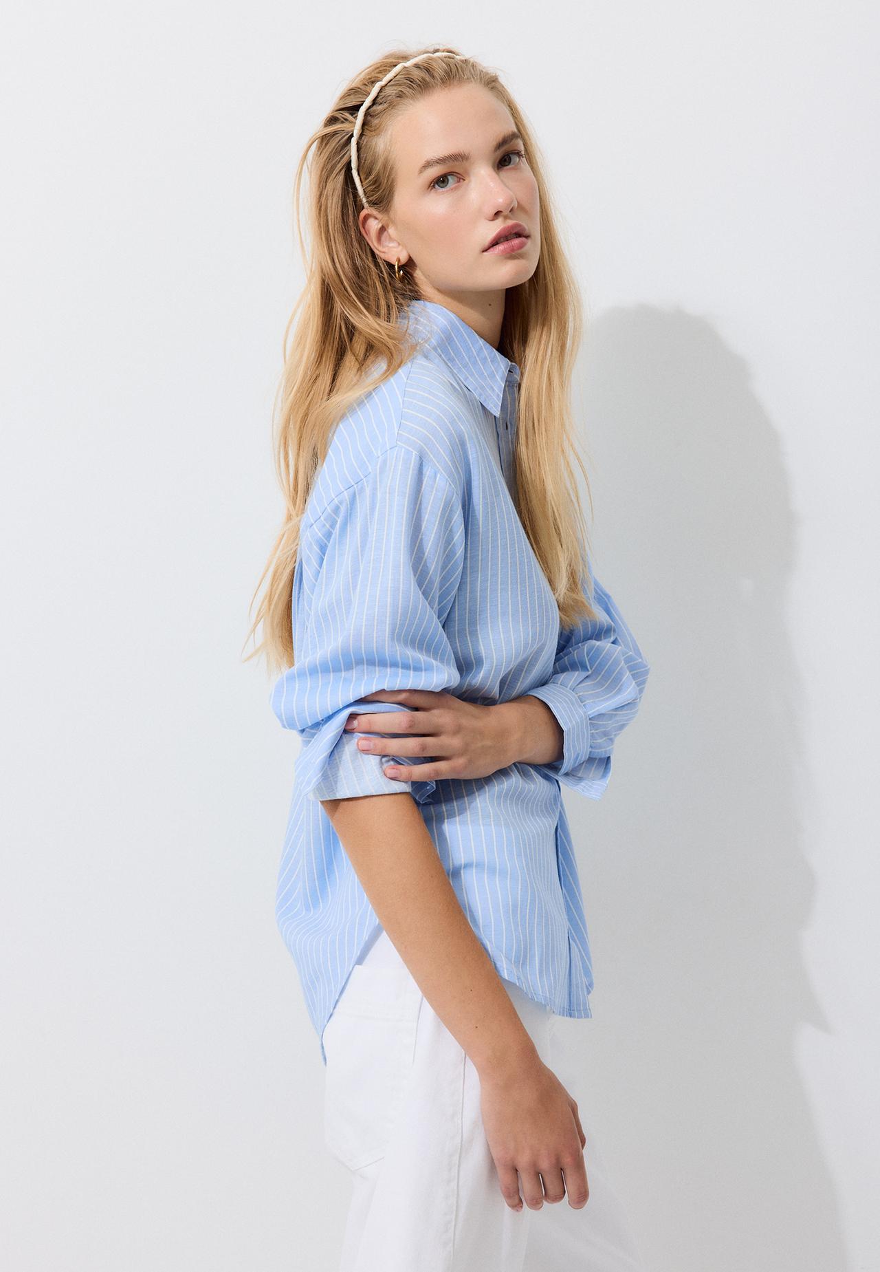 Linen effect shirt — Sky blue