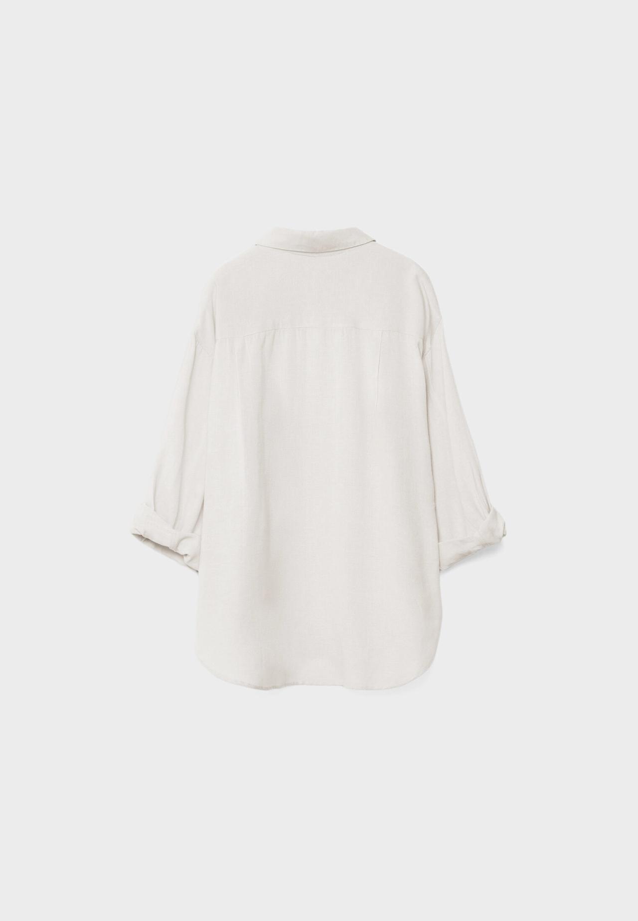 Linen-effect flowing shirt — White