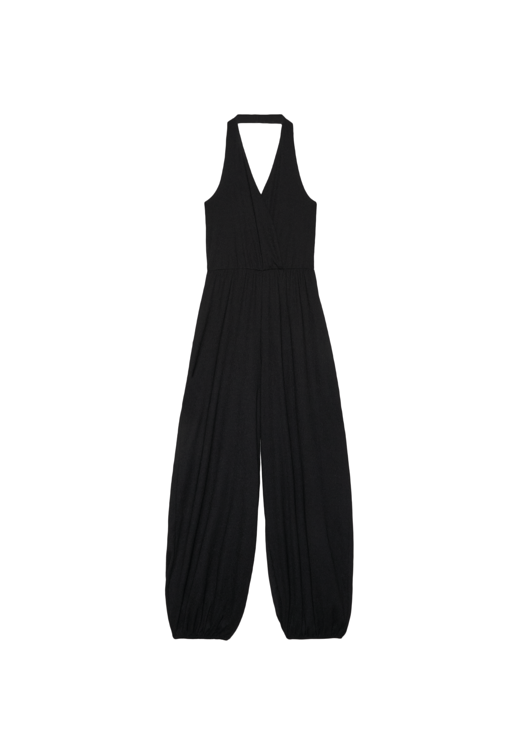 Balloon halter jumpsuit — Black