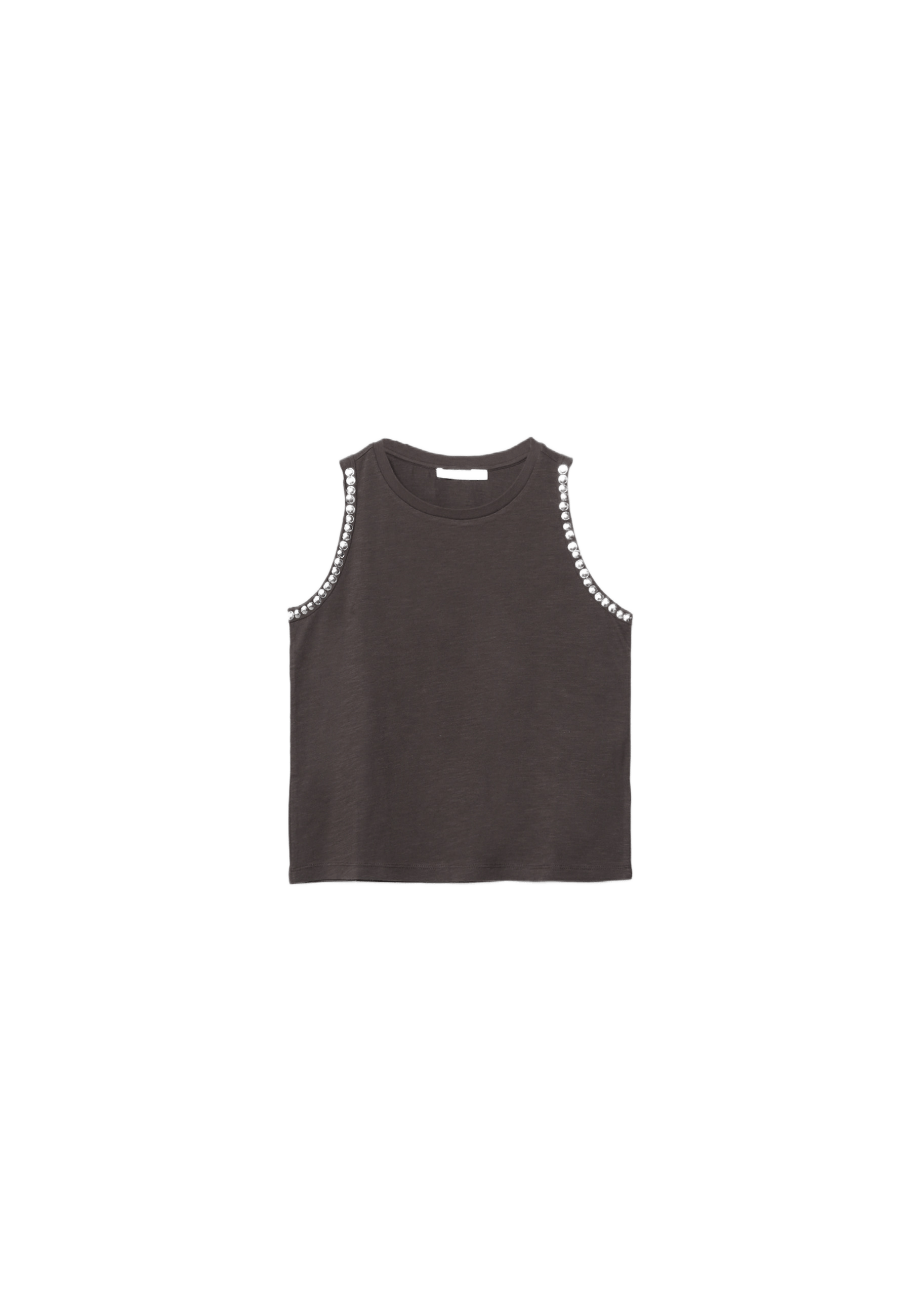 Sleeveless T-shirt with stud embroidery — Brown