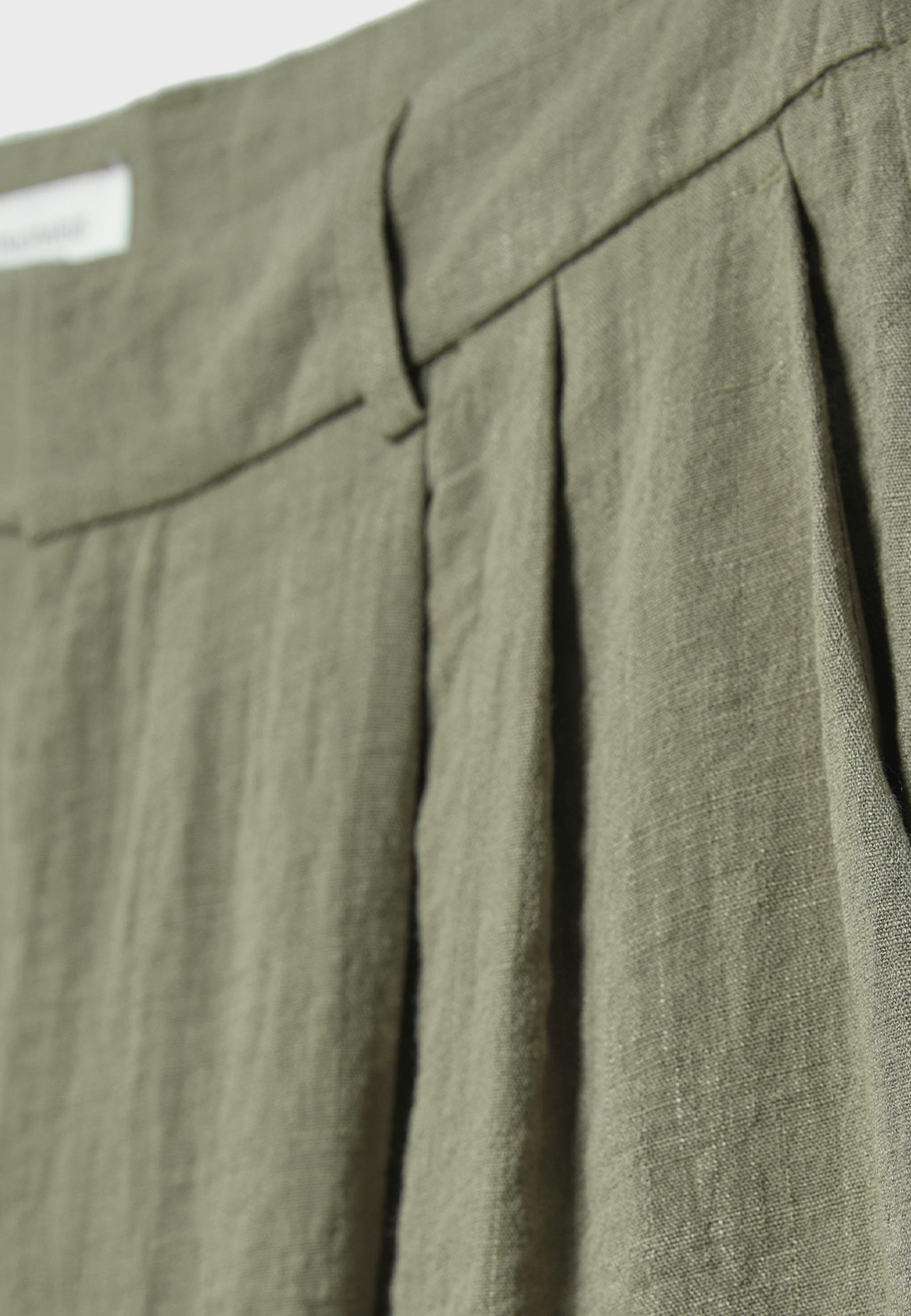 Adjustable rustic wide-leg trousers — Khaki
