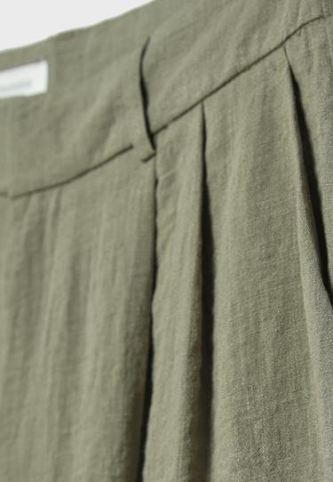 Adjustable rustic wide-leg button trousers — Khaki 8