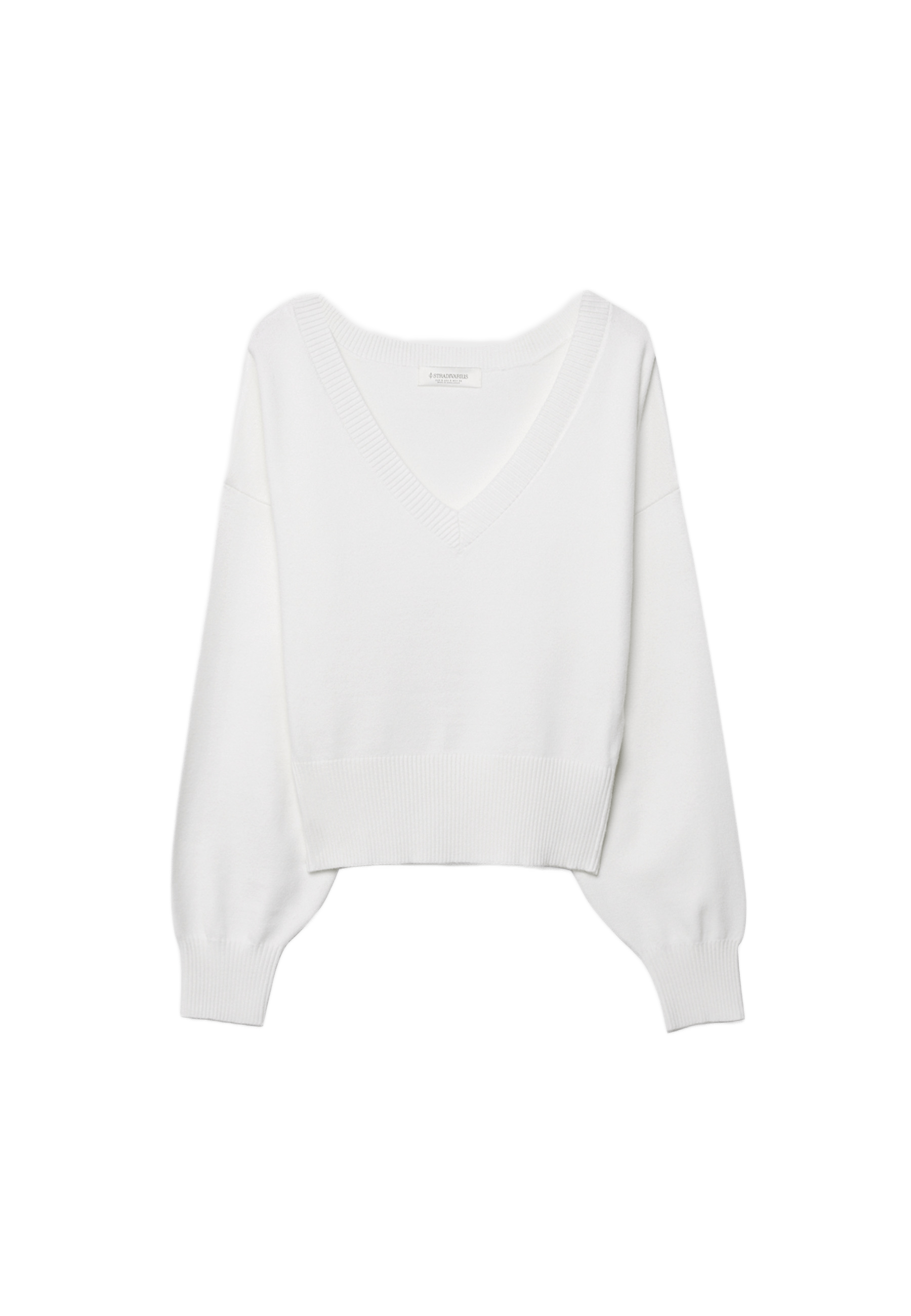V-neck batwing sleeve jumper — Ecru