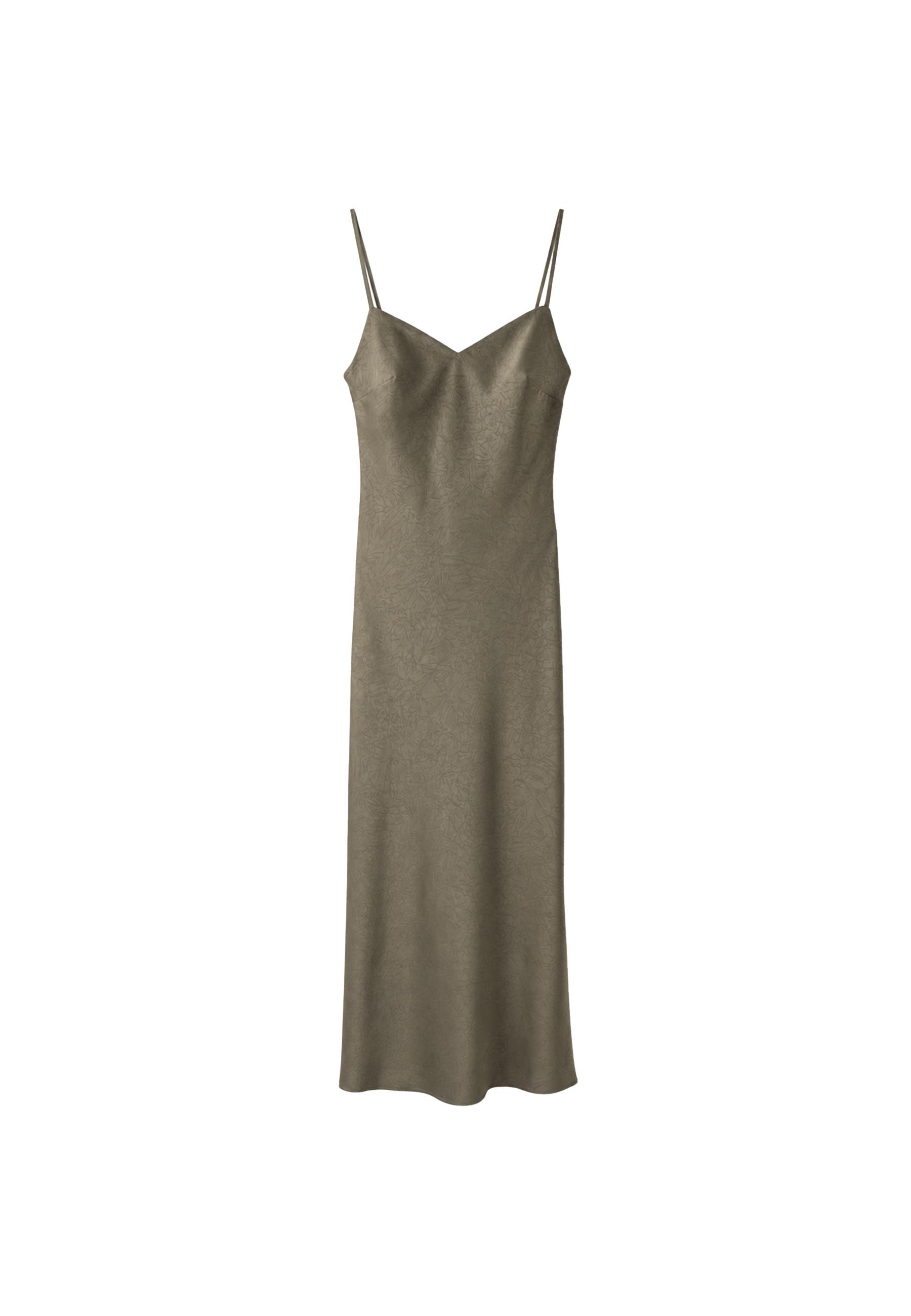 Satin midi dress — Khaki
